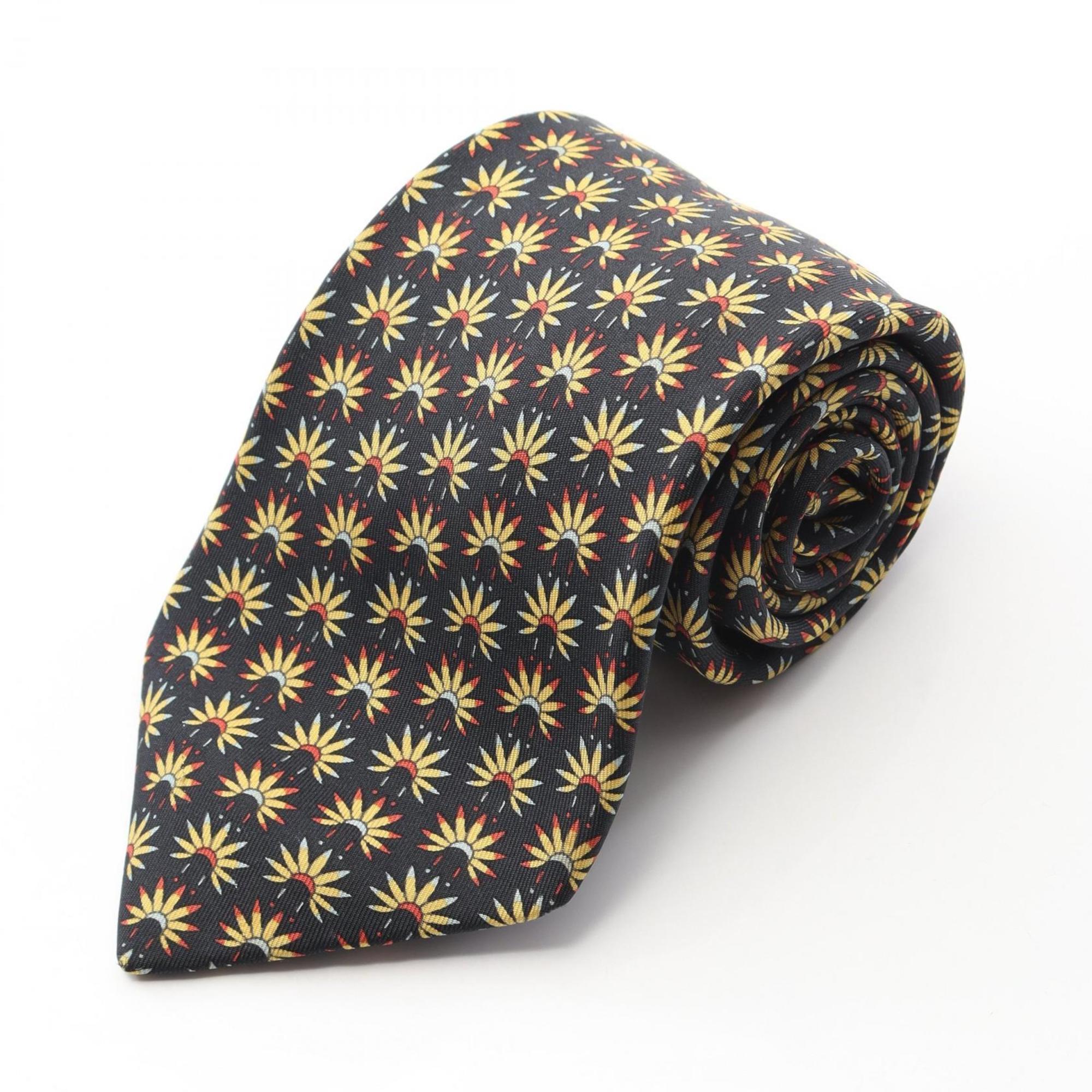 Hermes HermÃ¨s Silk Tie for Men, Black and Multicolor