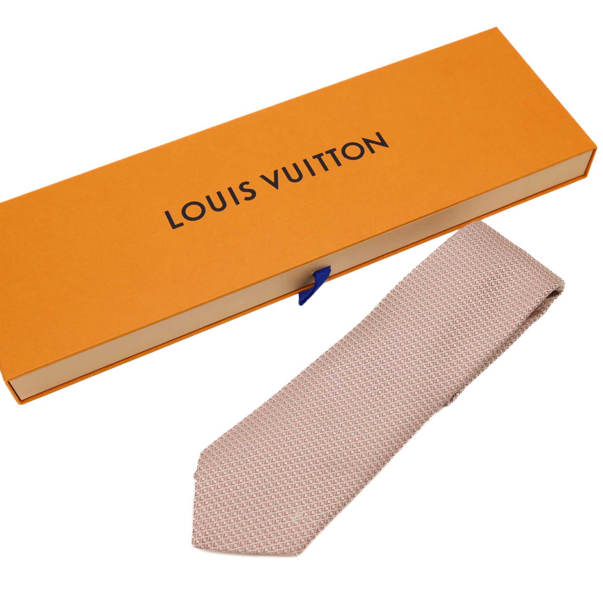 LOUIS VUITTON Louis Vuitton Necktie Cravat Diamond V 8CM 100% Silk Rose Pale M71210