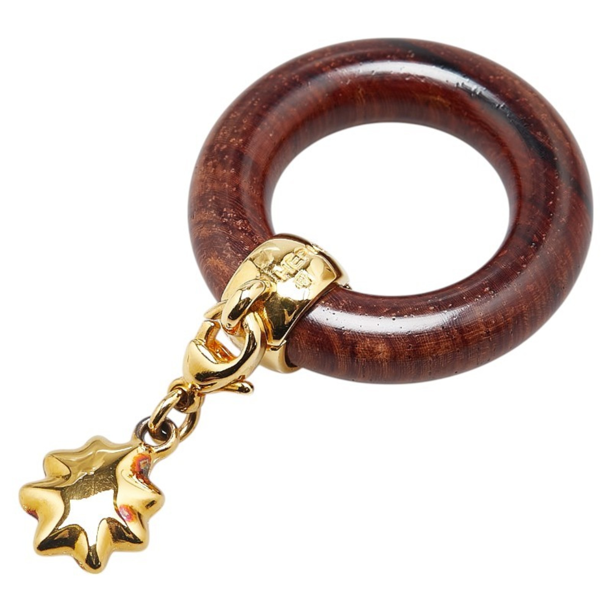 HermÃ¨s Stargazing Exhibition Scarf Ring Brown Gold Wood Plated Women’s HERMES