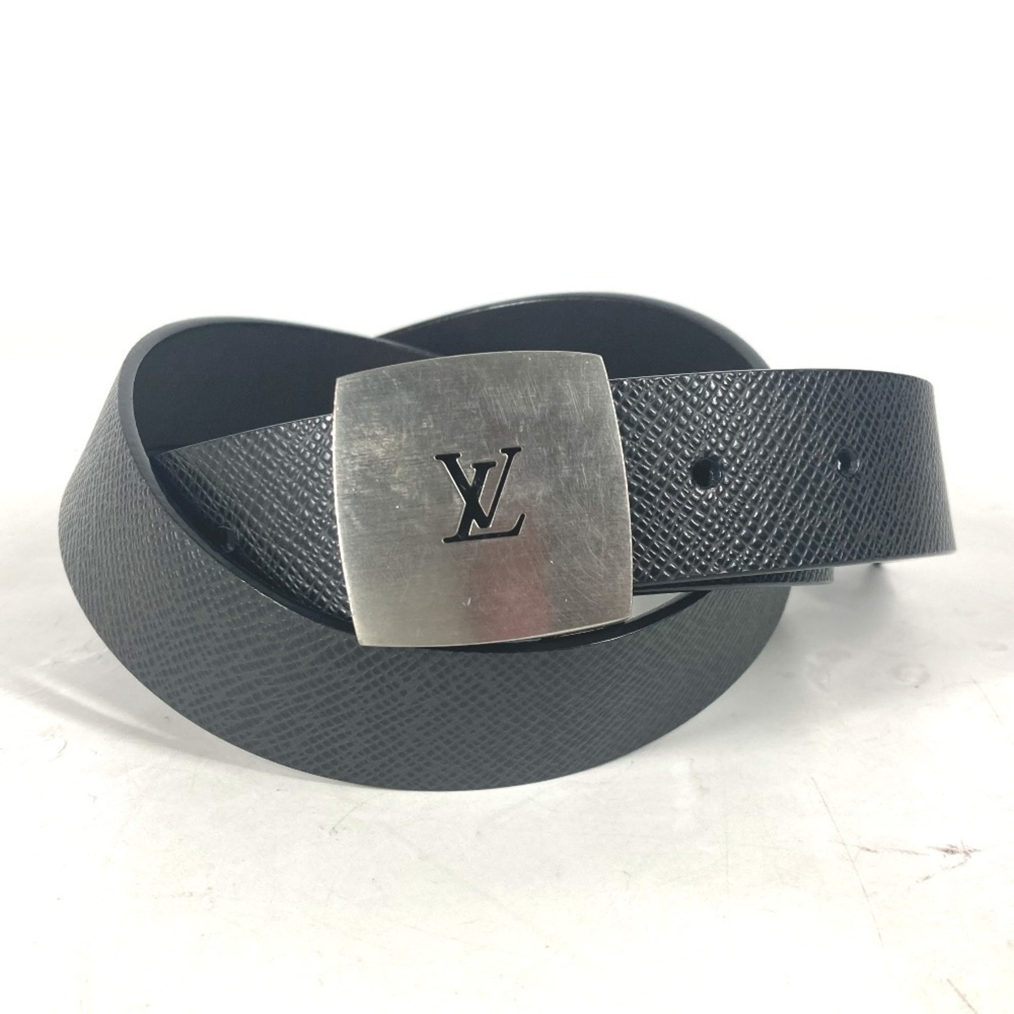 LOUIS VUITTON M6886V Taiga Santur LV CUT Accessories Logo Buckle Belt Leather Men’s Ardoise Black