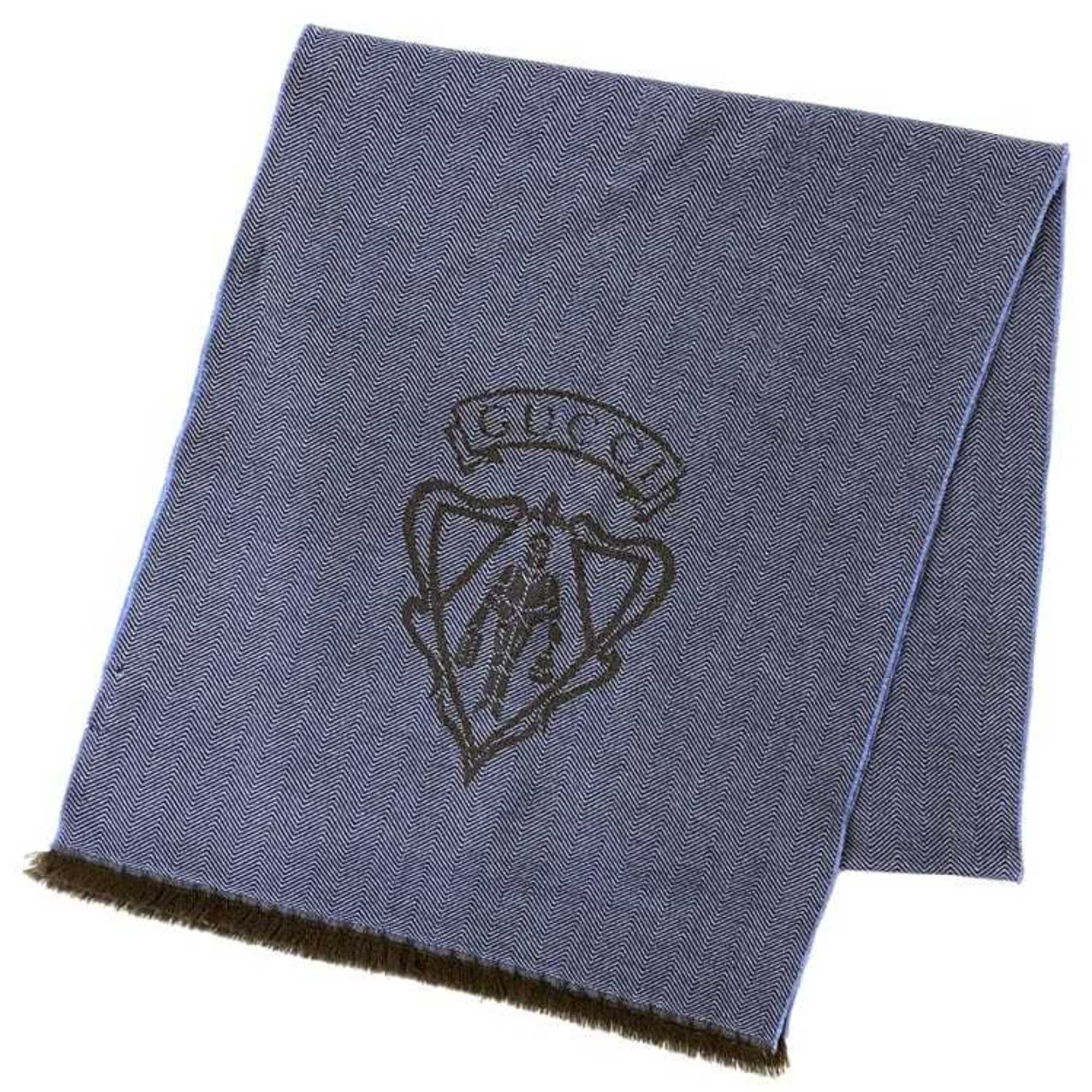 Gucci scarf ec-22490 navy brown hysteria wool GUCCI embroidered women men fashion