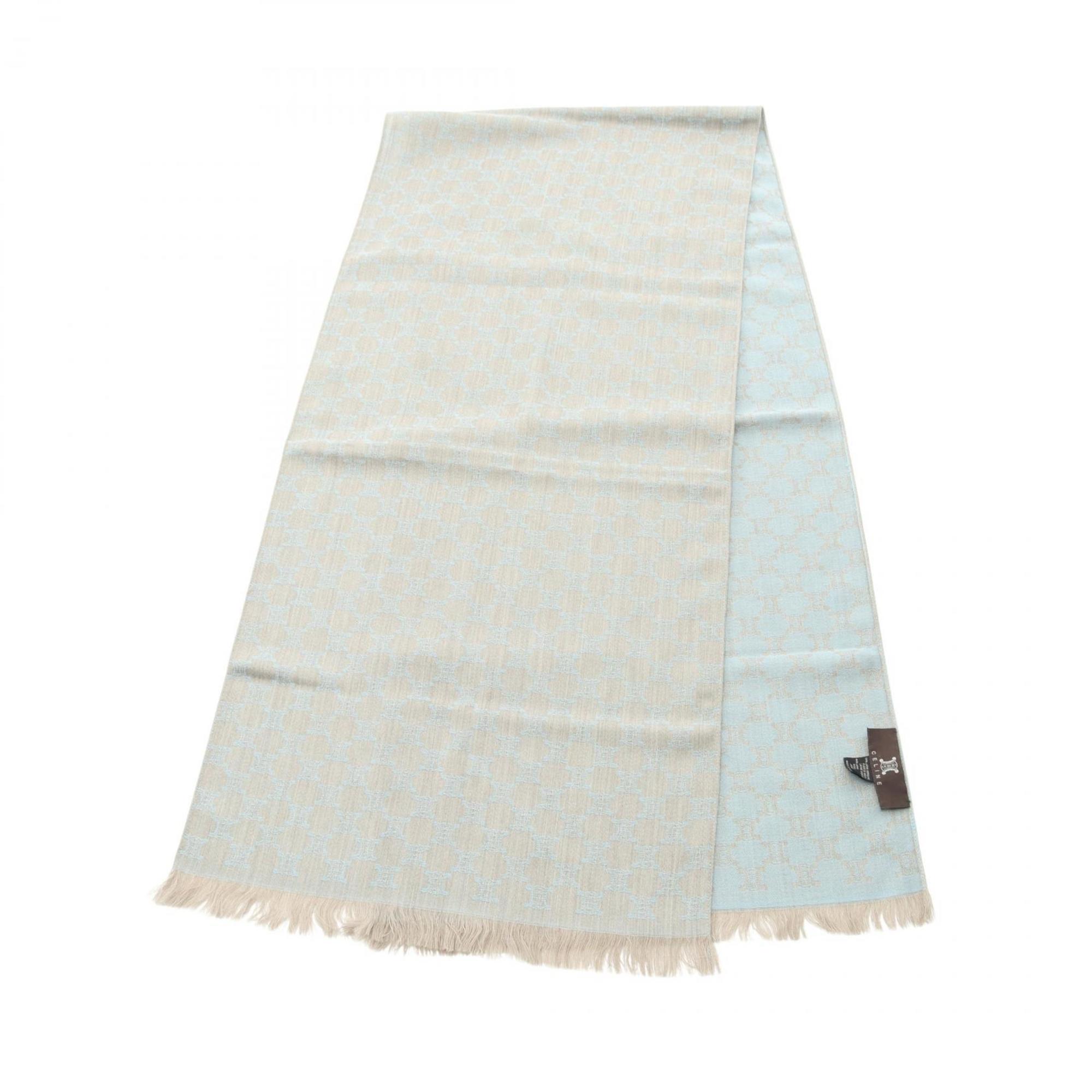 Celine Triomphe wool scarf/stole for women in beige and blue