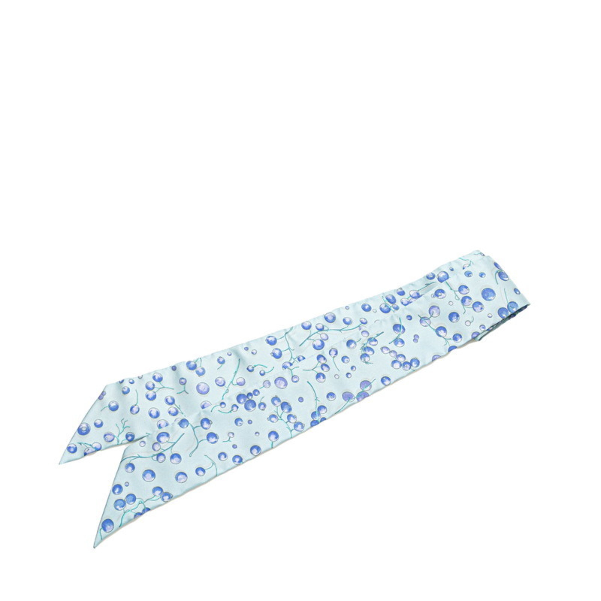 Hermes Twilly Blueberry Print Scarf, Blue Silk, Women’s