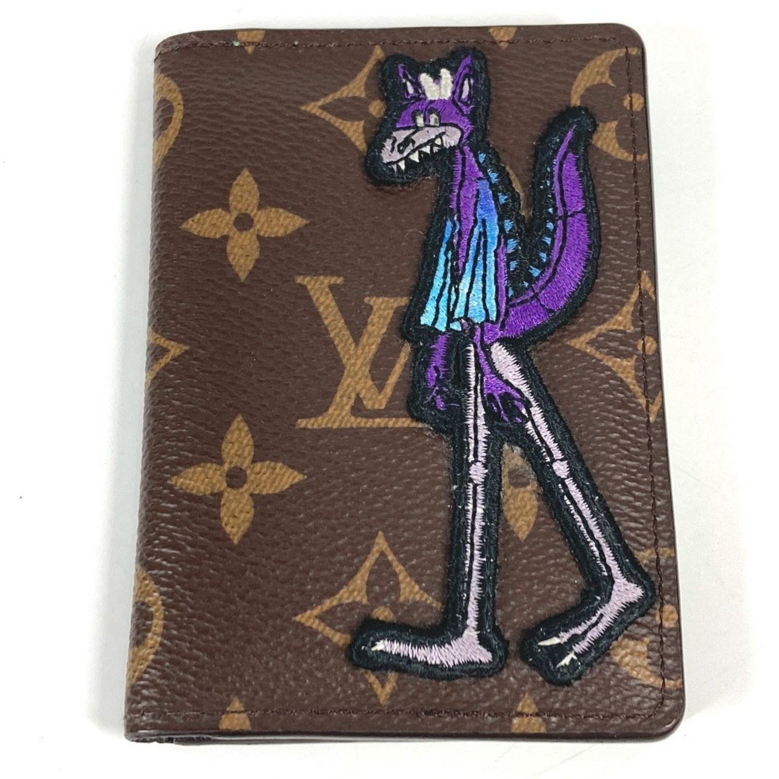 LOUIS VUITTON M80154 LV Friends Monogram Patch Organizer de Poche Business Card Holder, Pass Case, Bifold Canvas, Unisex, Brown
