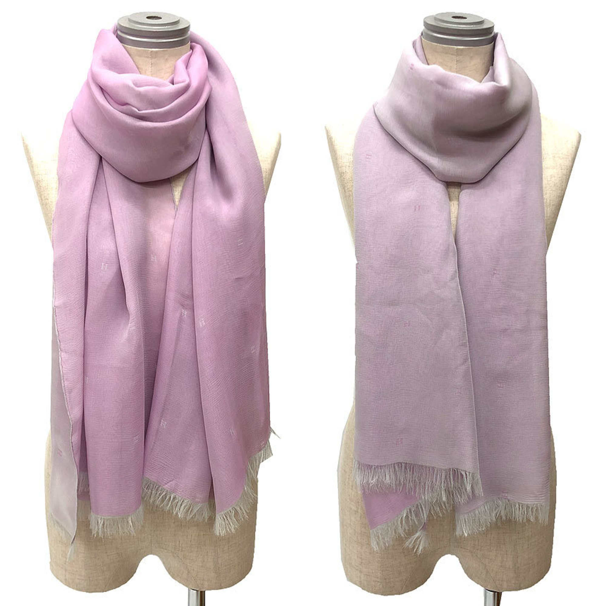 HERMES Margiela period stole muffler silk two-tone H chiffon purple