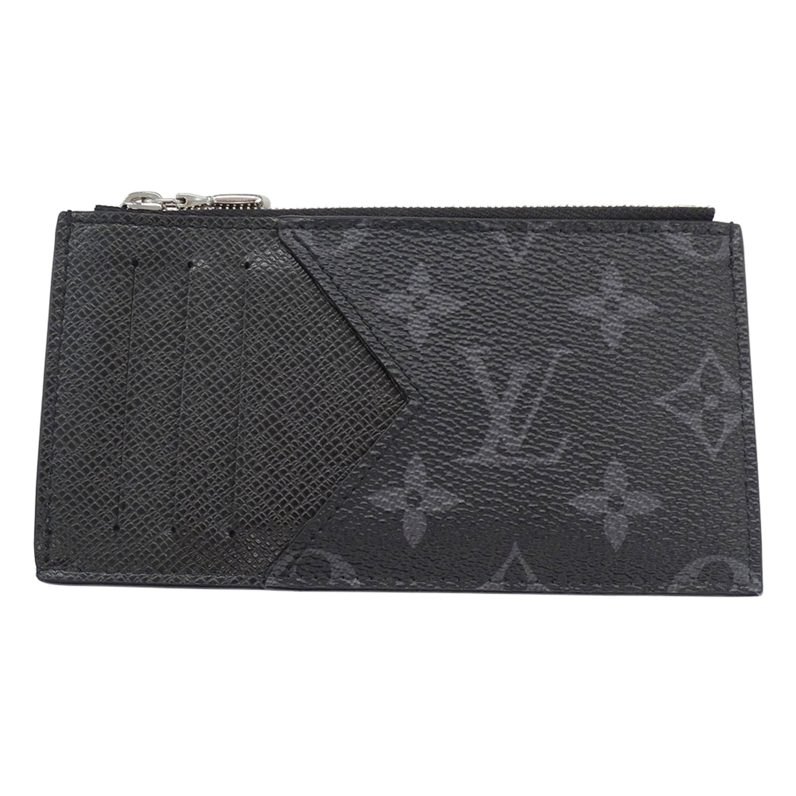 Louis Vuitton Taiga Lama Card Case, Men’s Monogram Eclipse Coin Holder in Black, M30271, with IC Chip