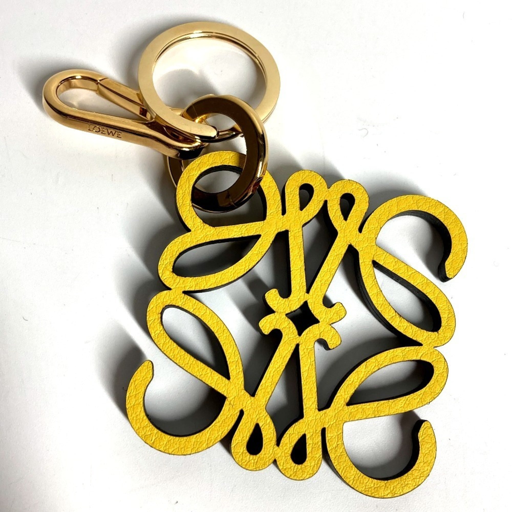 LOEWE C821232X06 Logo Anagram Charm (Calf Leather) Bag Keychain Leather Men’s Women’s Yellow