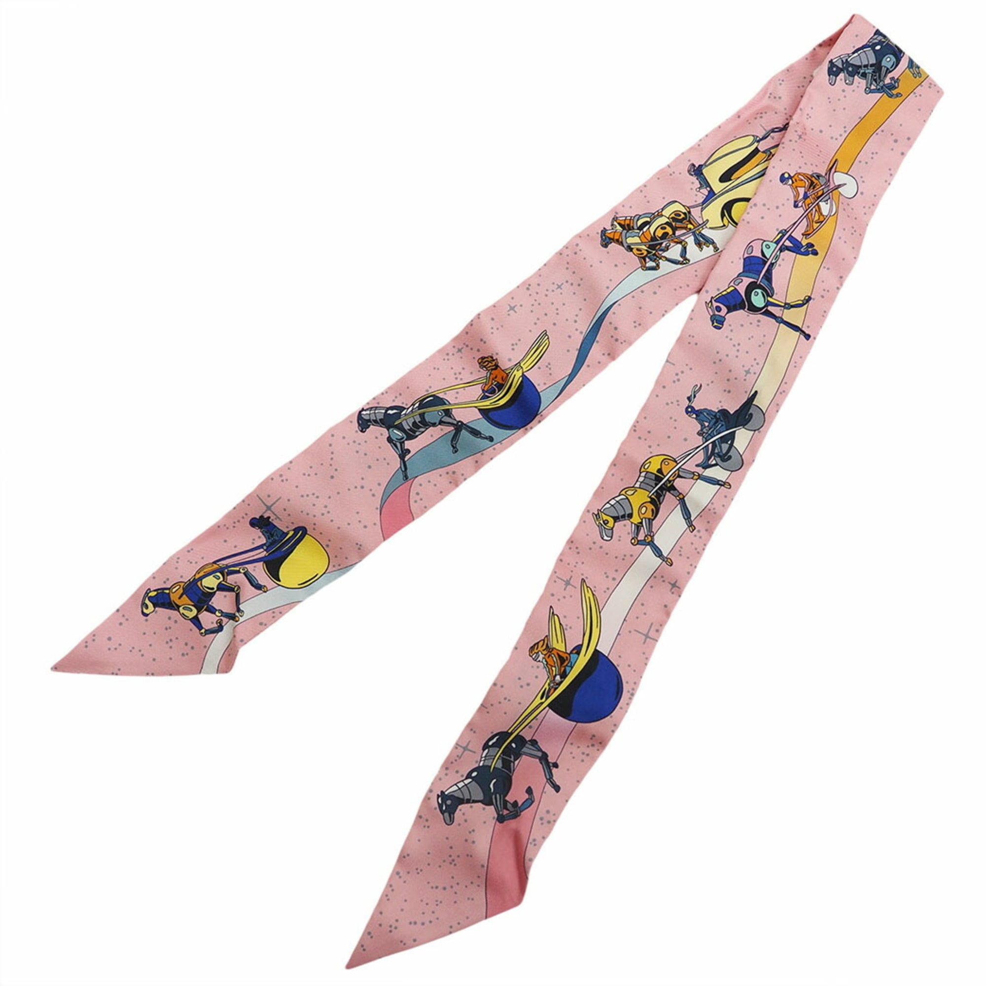 Hermes Twilly Scarf Muffler Space Derby Rose (Pink) Women’s Silk Ribbon HERMES
