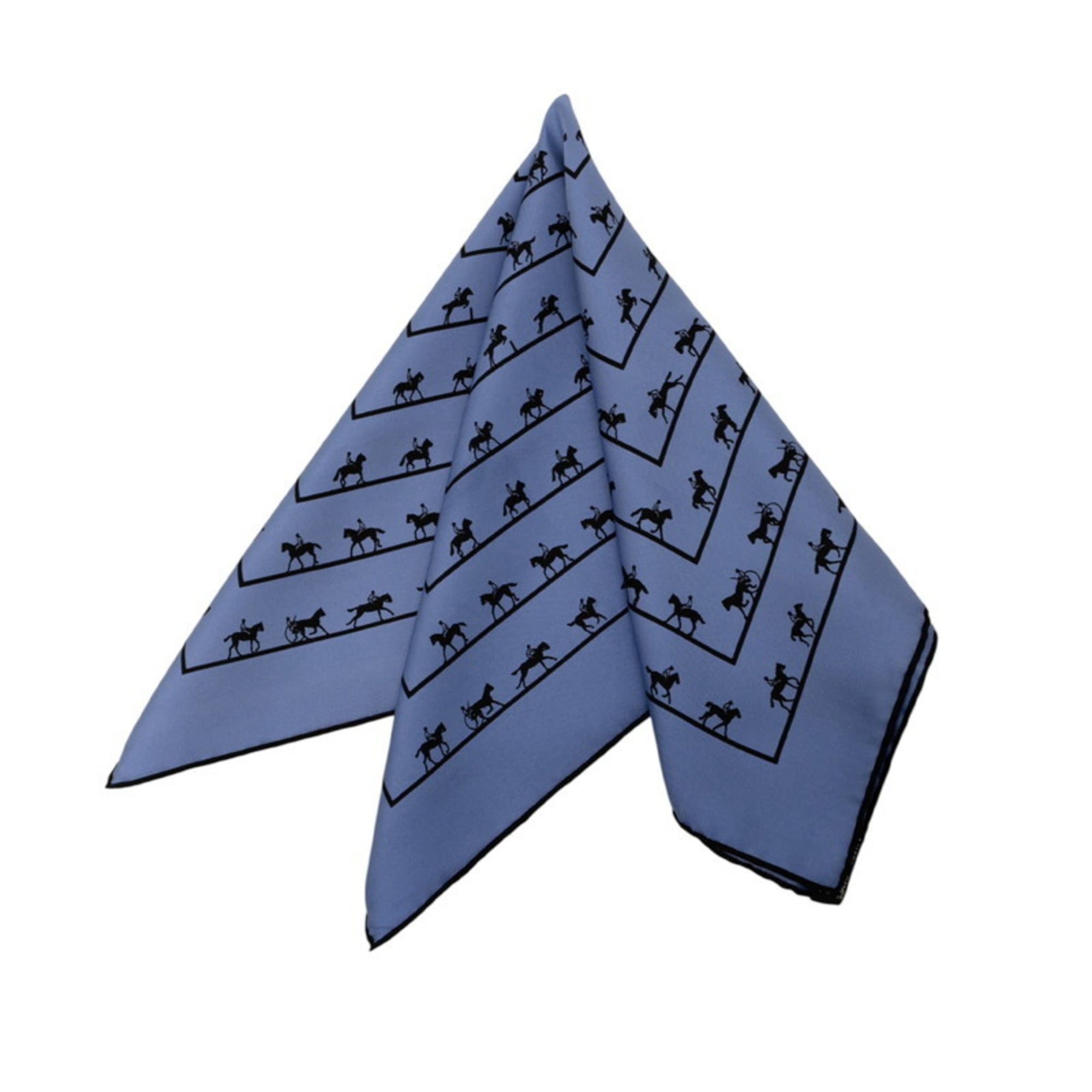 Hermes HermÃ¨s CarrÃ© 40 SAUT GALOP CANTER RACK Equestrian Scarf, Blue and Black Silk, Women’s