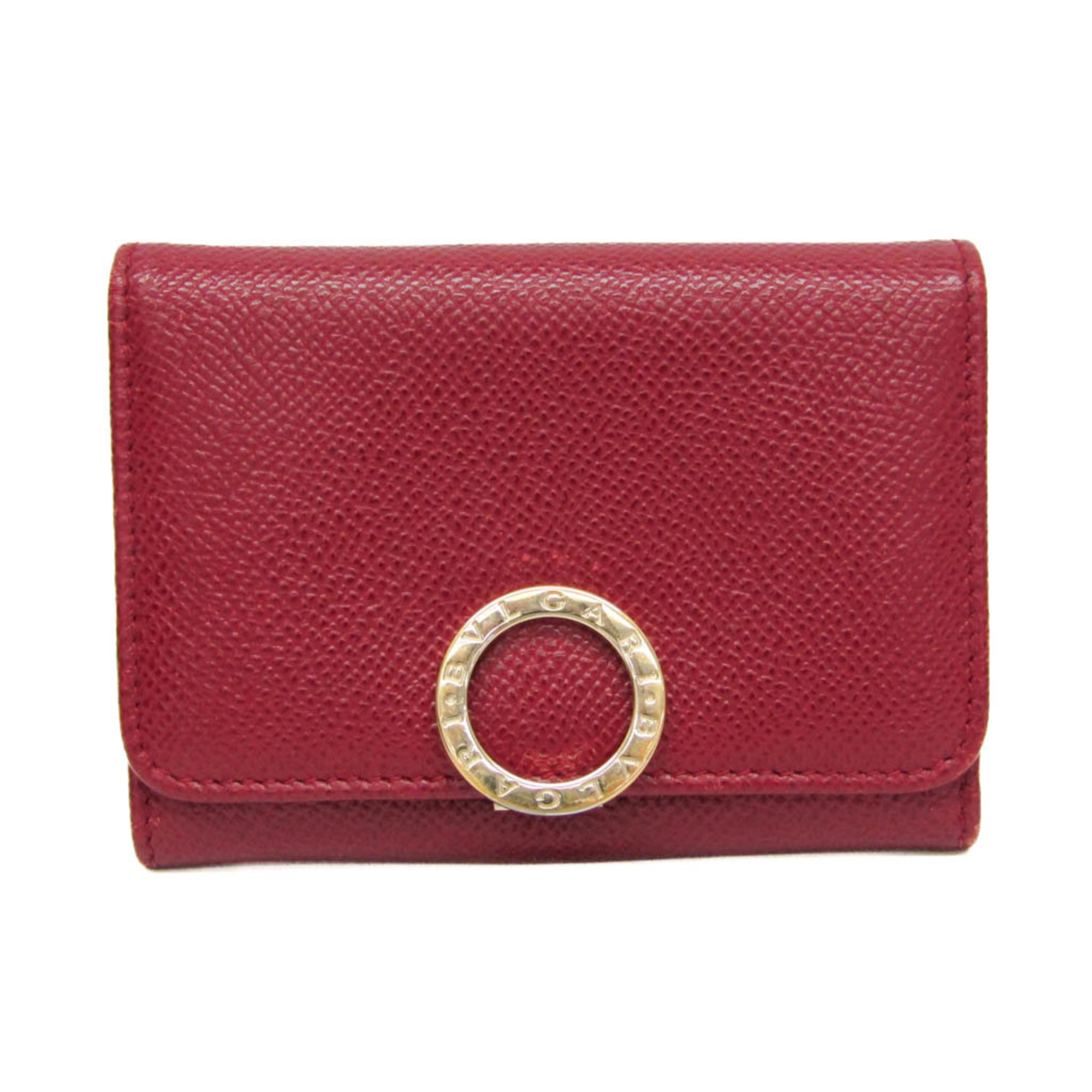 Bvlgari BVLGARI BVLGARI Leather Card Case Red Color