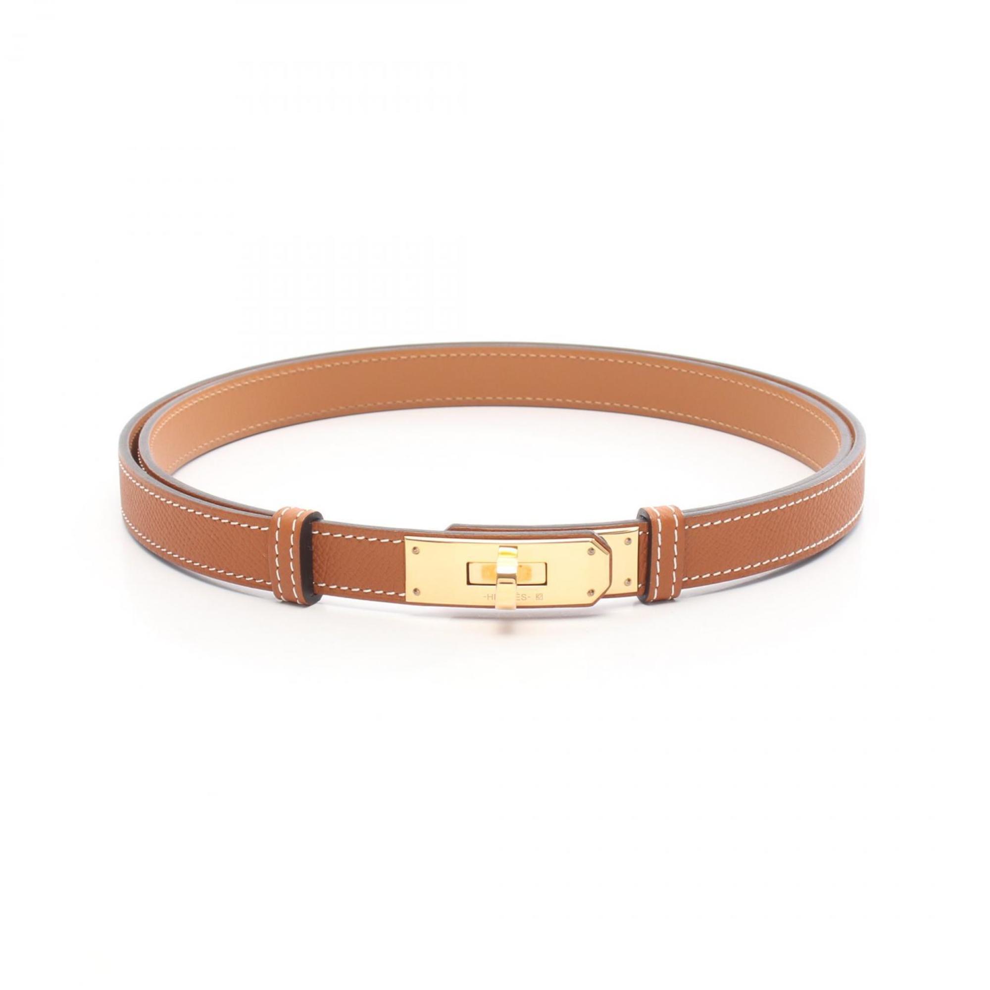 Hermes HermÃ¨s Kelly belt, leather, Epsom brown, for women.