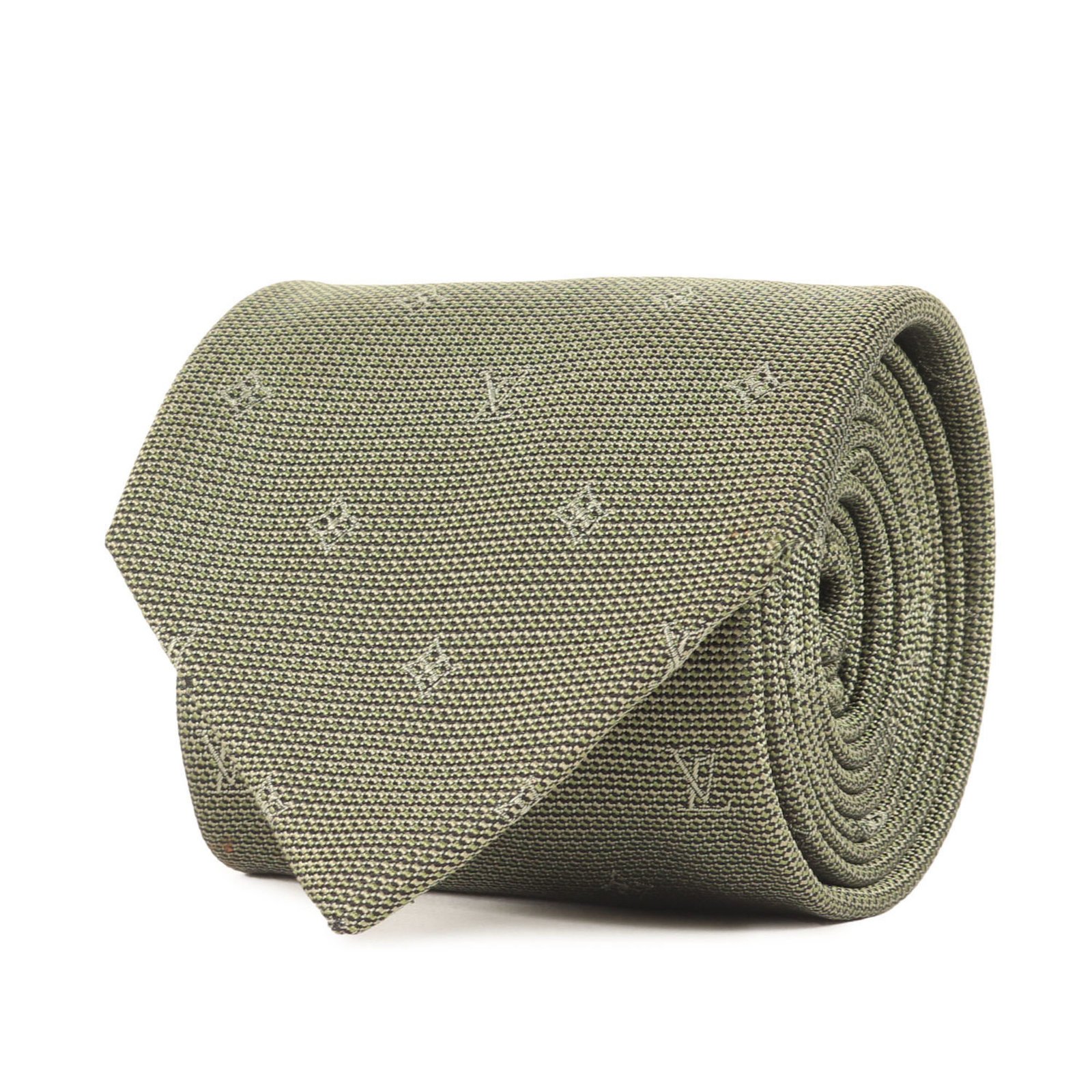 LOUIS VUITTON Monogram Silk Cravate Khaki Tie for Men, K4617