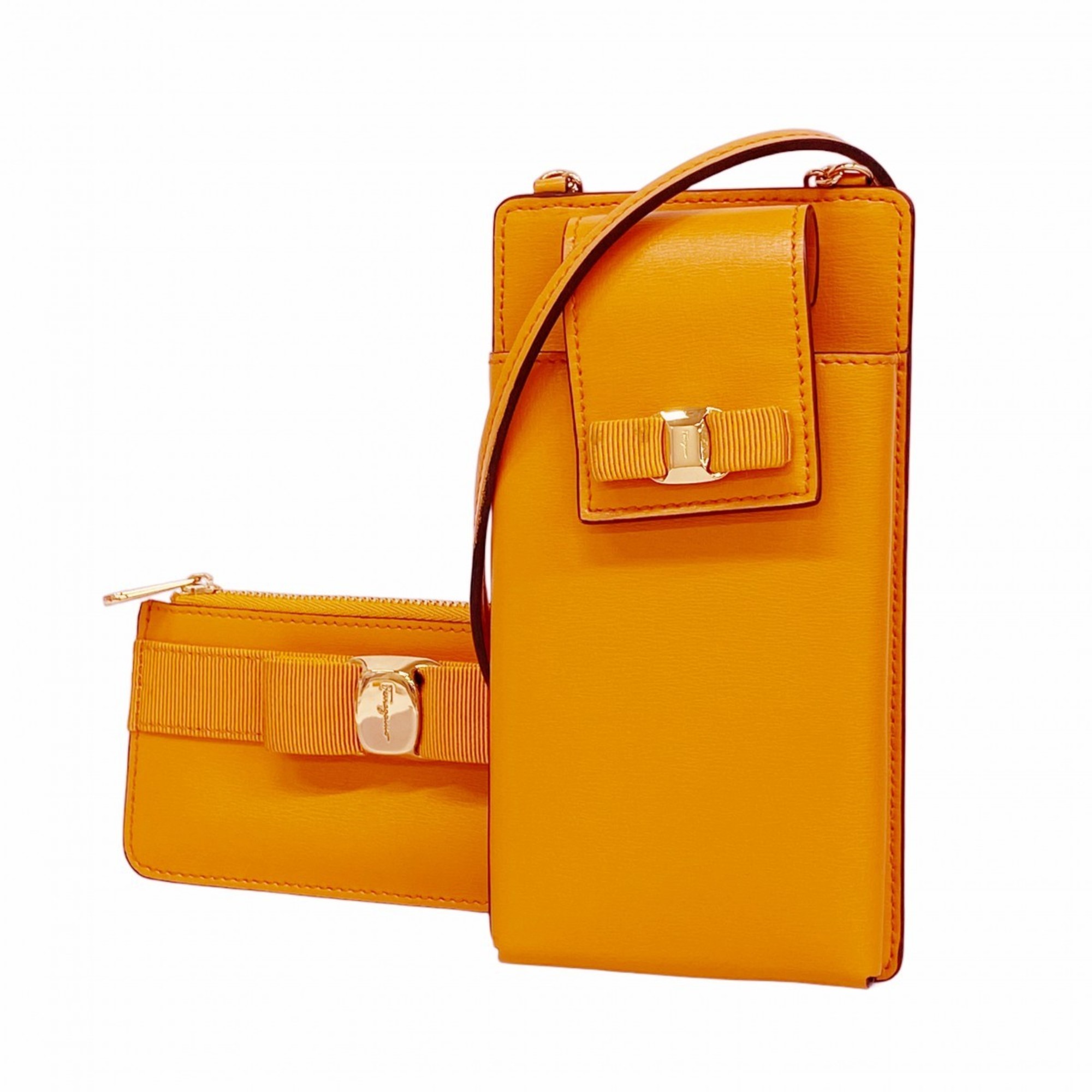 Salvatore Ferragamo leather phone case, orange, for women