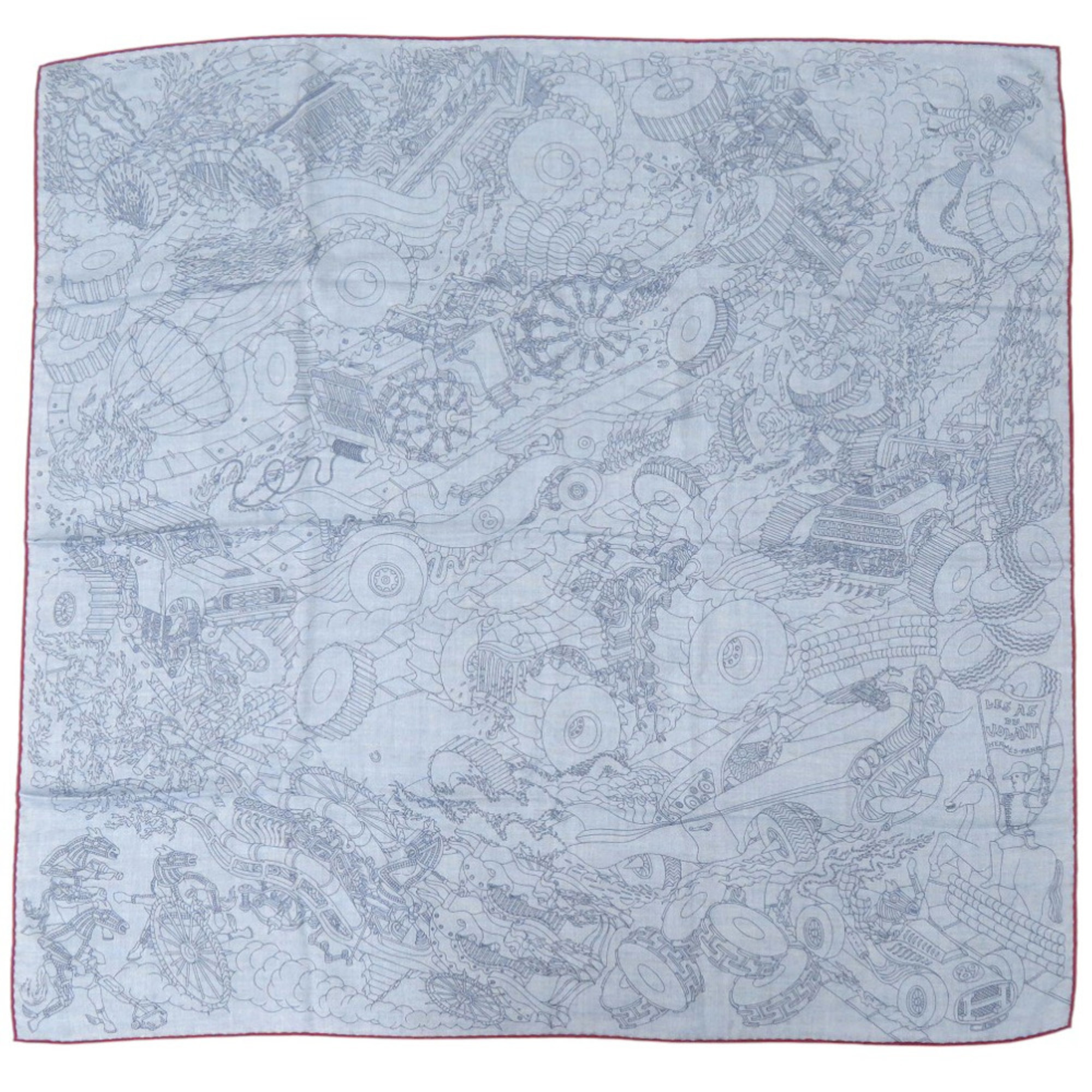 Unused HermÃ¨s CarrÃ© H100 LES AS DU VOLANT Scarf, Cashmere and Silk, Gray, 0533 HERMES