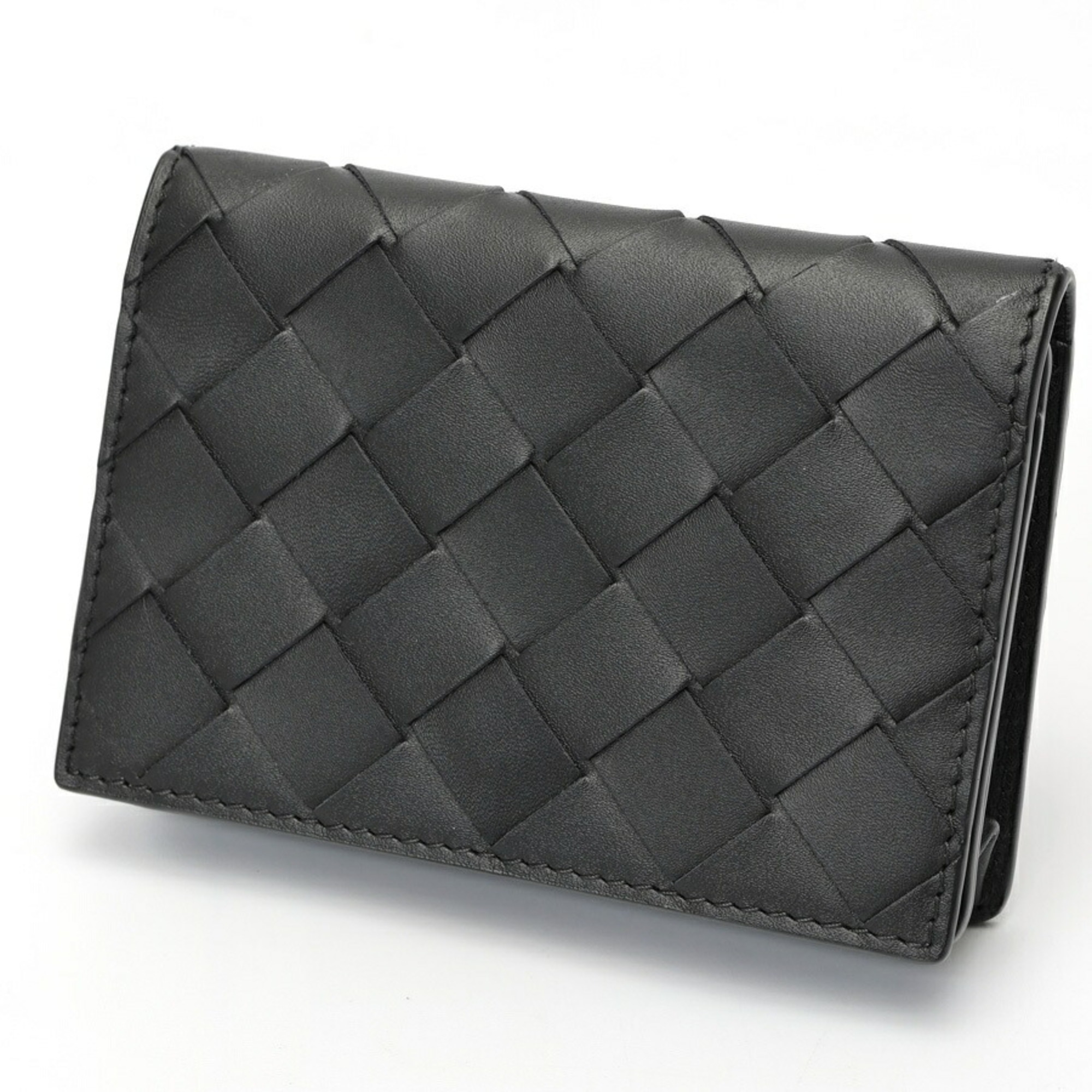 Bottega Veneta Intrecciato Card Case 814657 Leather Black S-159257