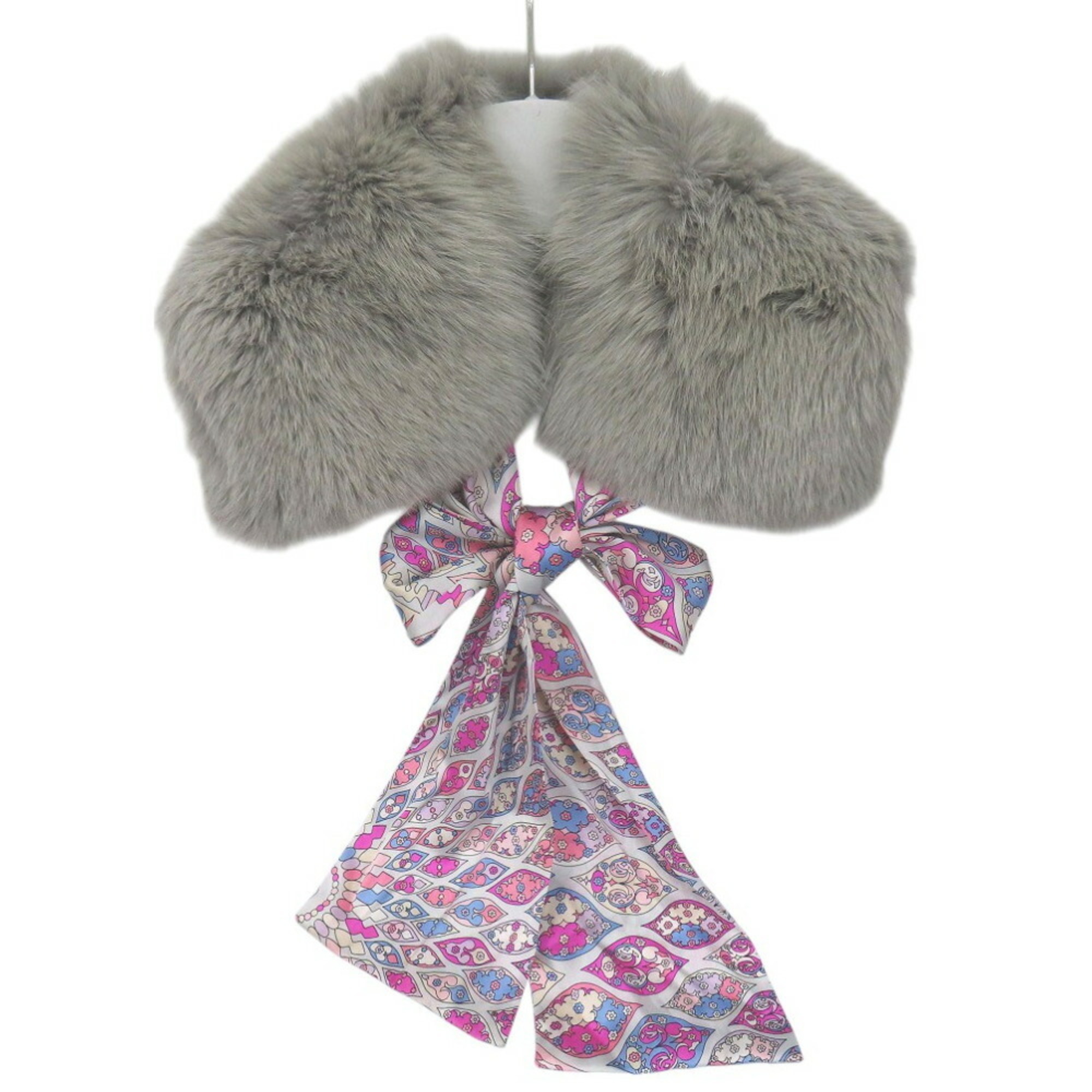 Emilio Pucci fur shawl pattern Paisley fox silk multicolor 0473Emilio