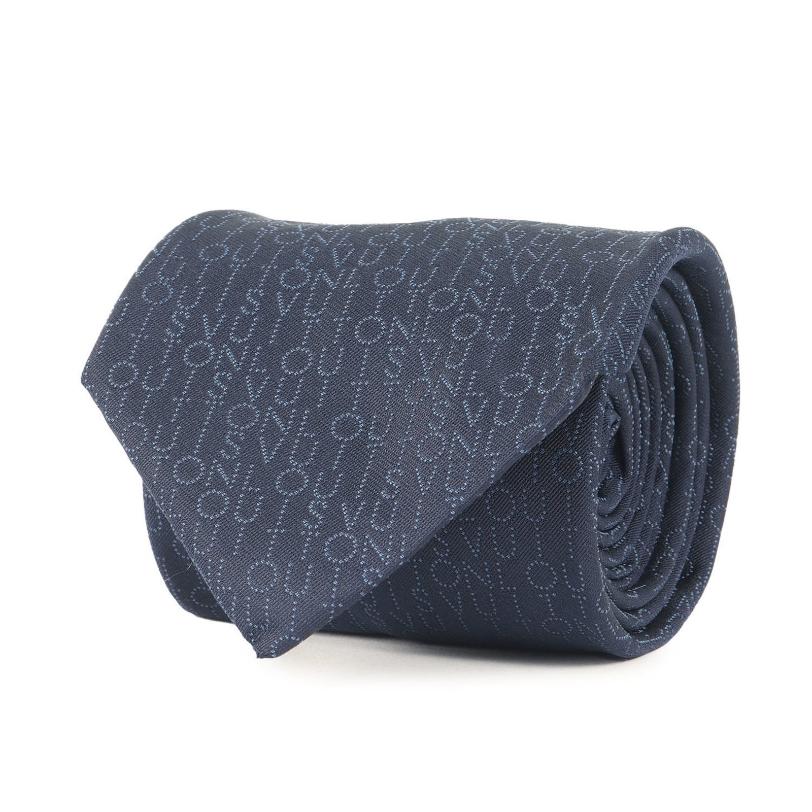 LOUIS VUITTON Monogram Silk Cravate Navy Tie for Men, K4617