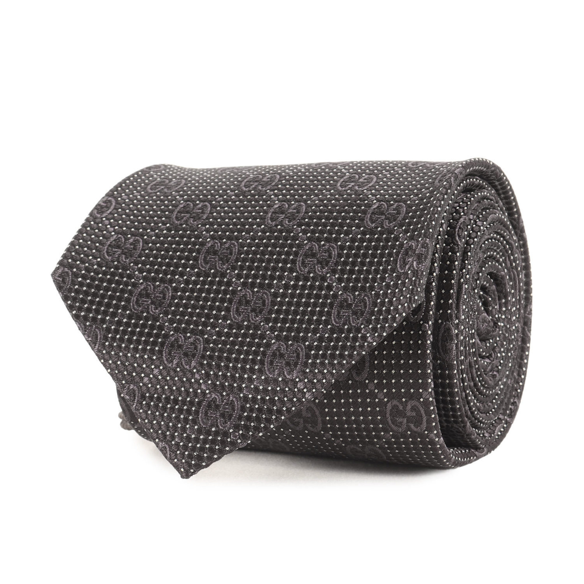 GUCCI GG Monogram Pin Dot Silk Tie in Black for Men
