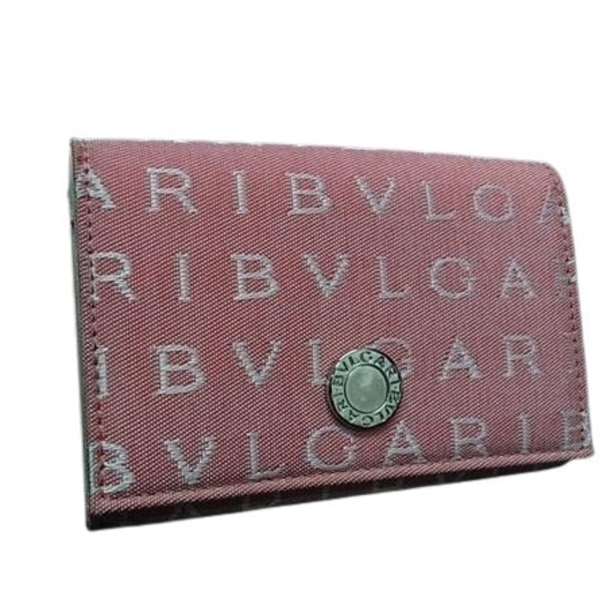BVLGARI Bvlgari Mania Business Card Case – Pink Canvas and Leather for Women