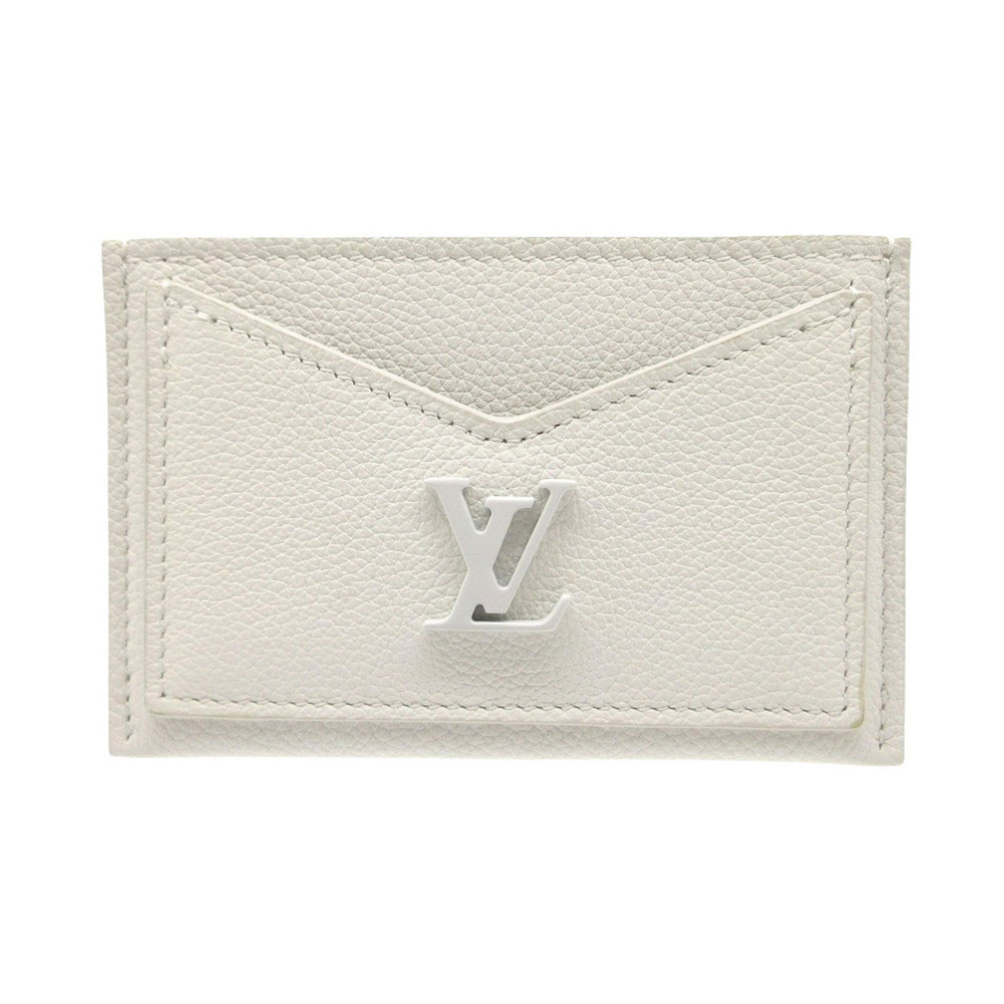 Like new Louis Vuitton Porte Carte Lockme M68727 card case in white calfskin leather (LV 0371)
