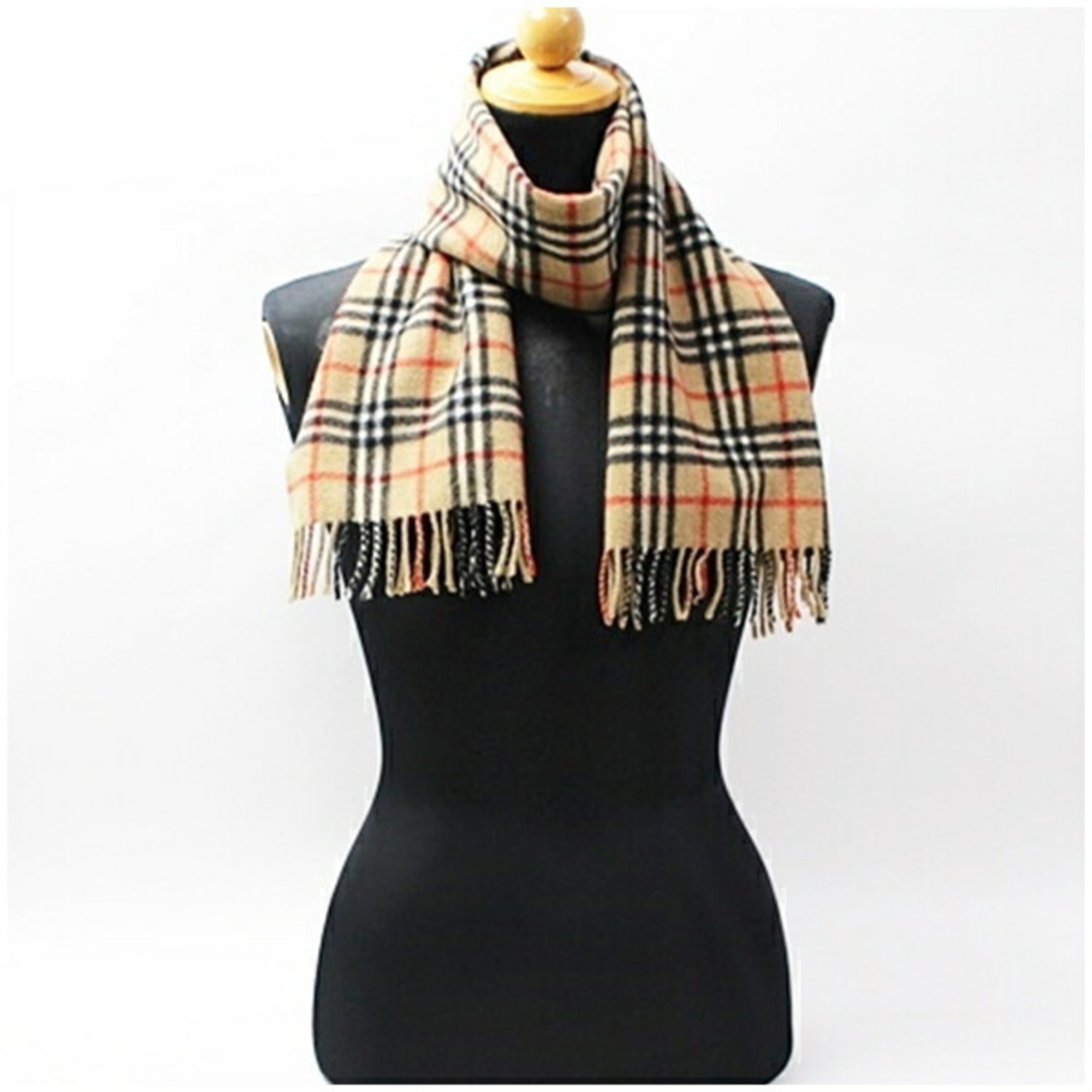 Burberry Cashmere Scarf, Camel x Check, 122 26 cm, Men’s and Women’s