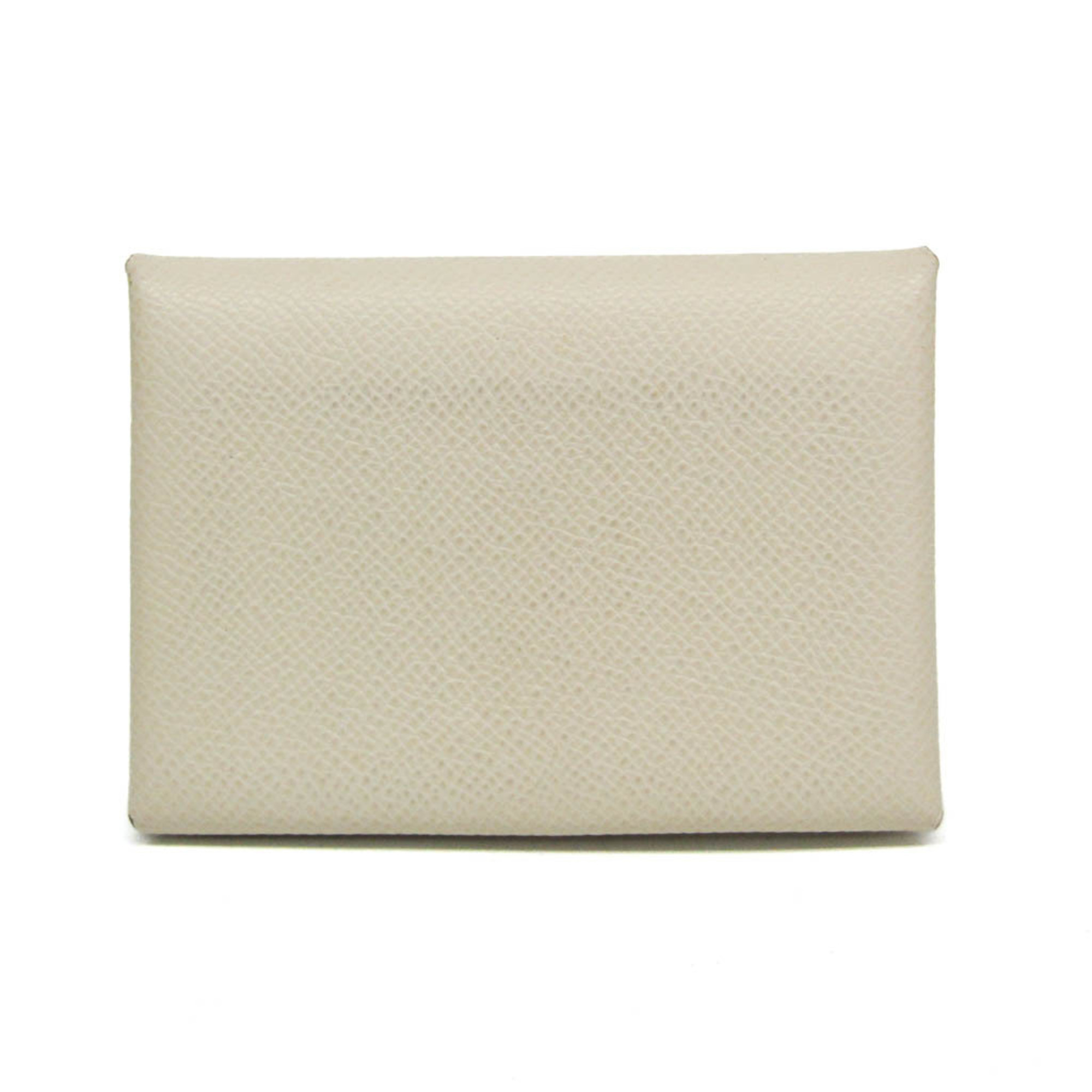 Hermes Calvi Duo Verso Epsom Leather Card Case Off-white,Yellow