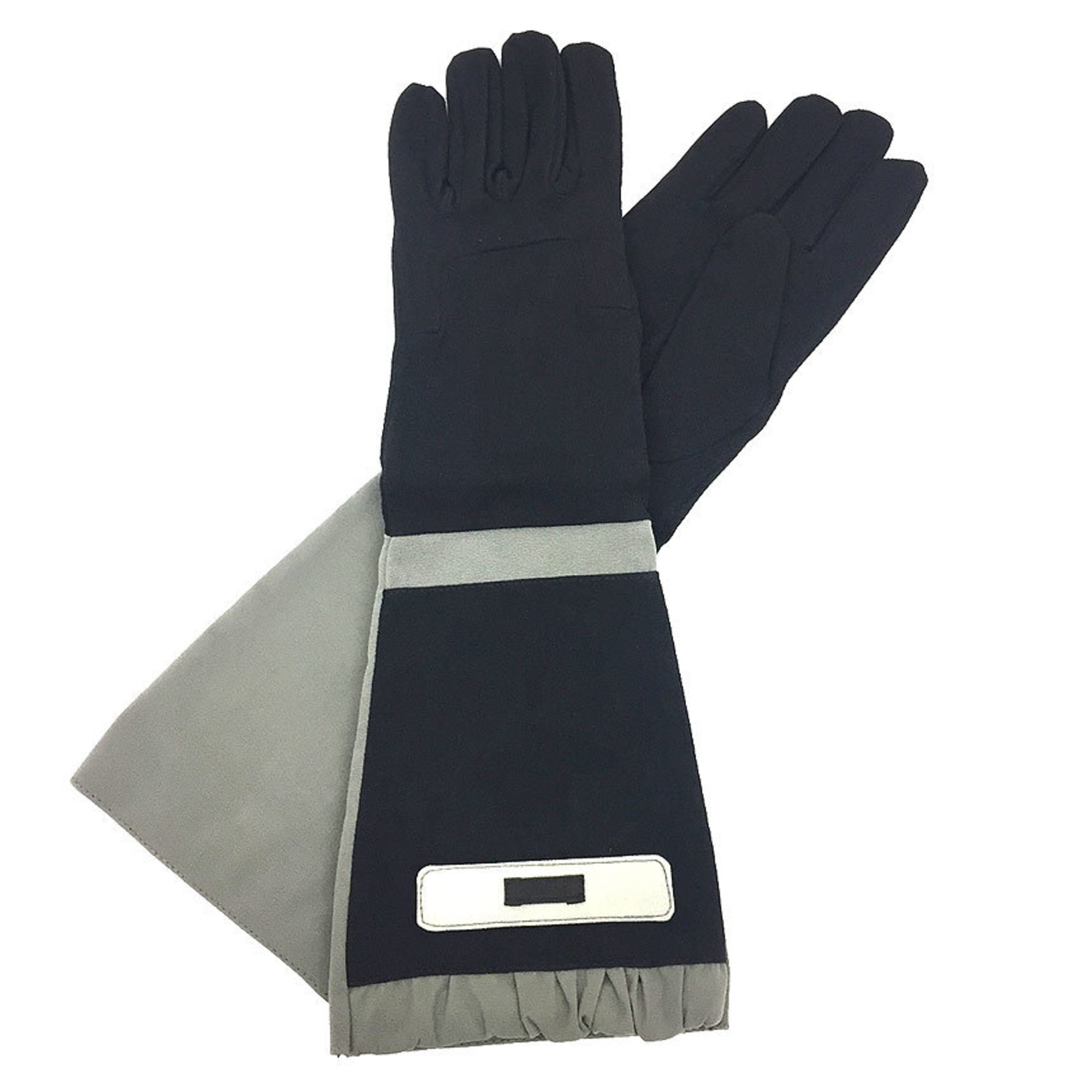 PRADA Prada Gloves Arm Covers Size 7 1/2 Black x Light Khaki Women’s