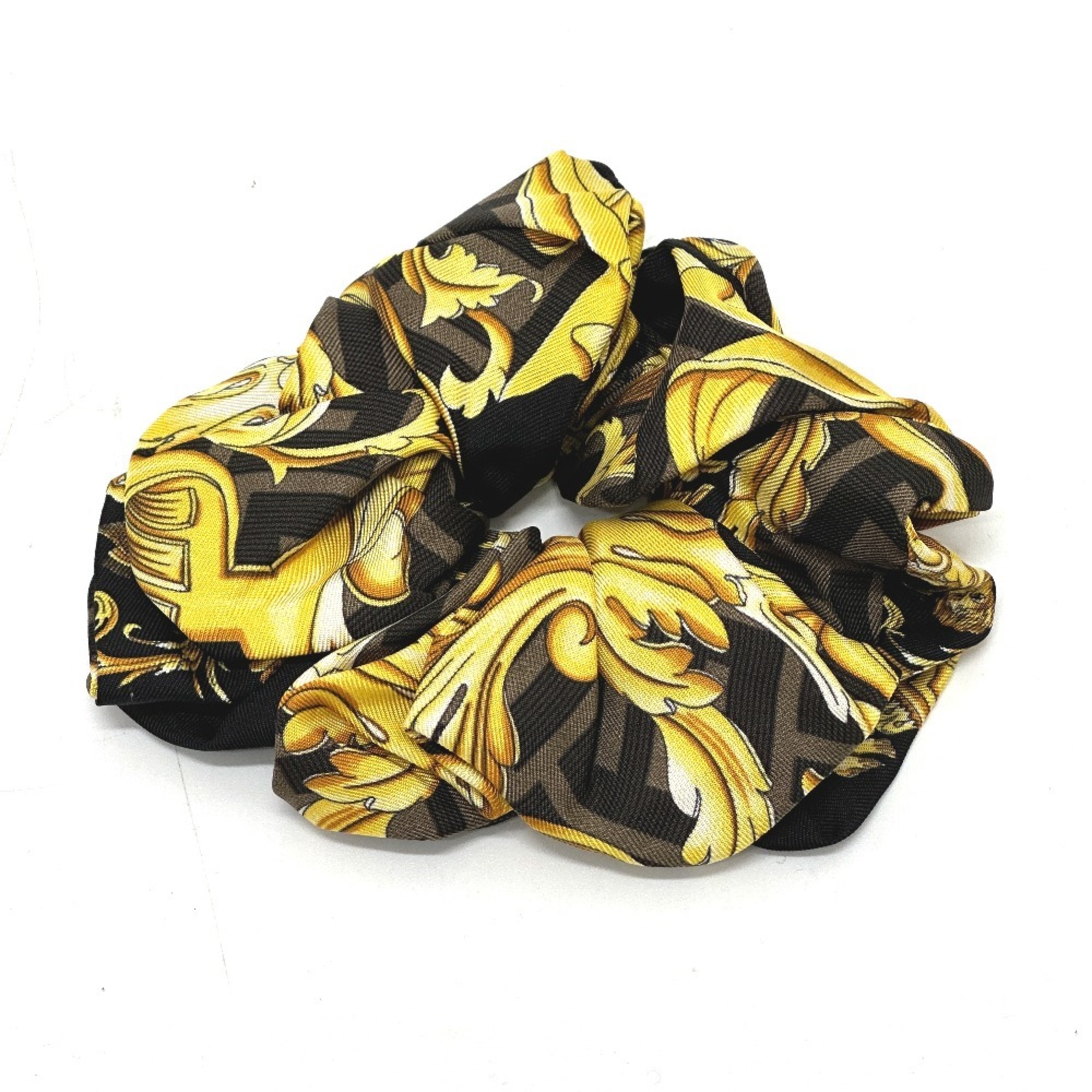 FENDI Versace collaboration Fendace Hair Tie Zucca Scrunchie Silk Women’s Black