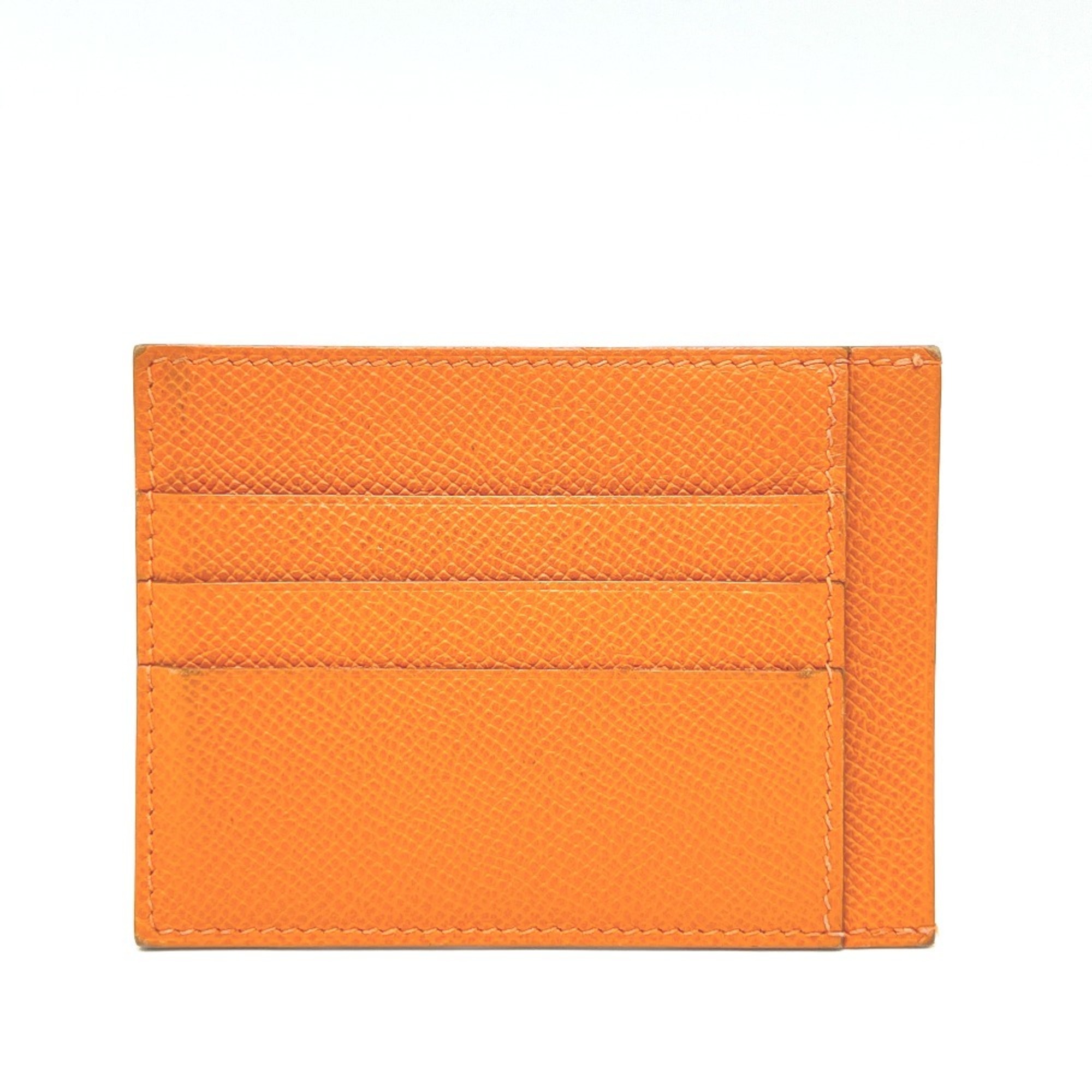 HERMES Flat Multi IC Case, Business Card Epsom Leather, Women’s, Orange