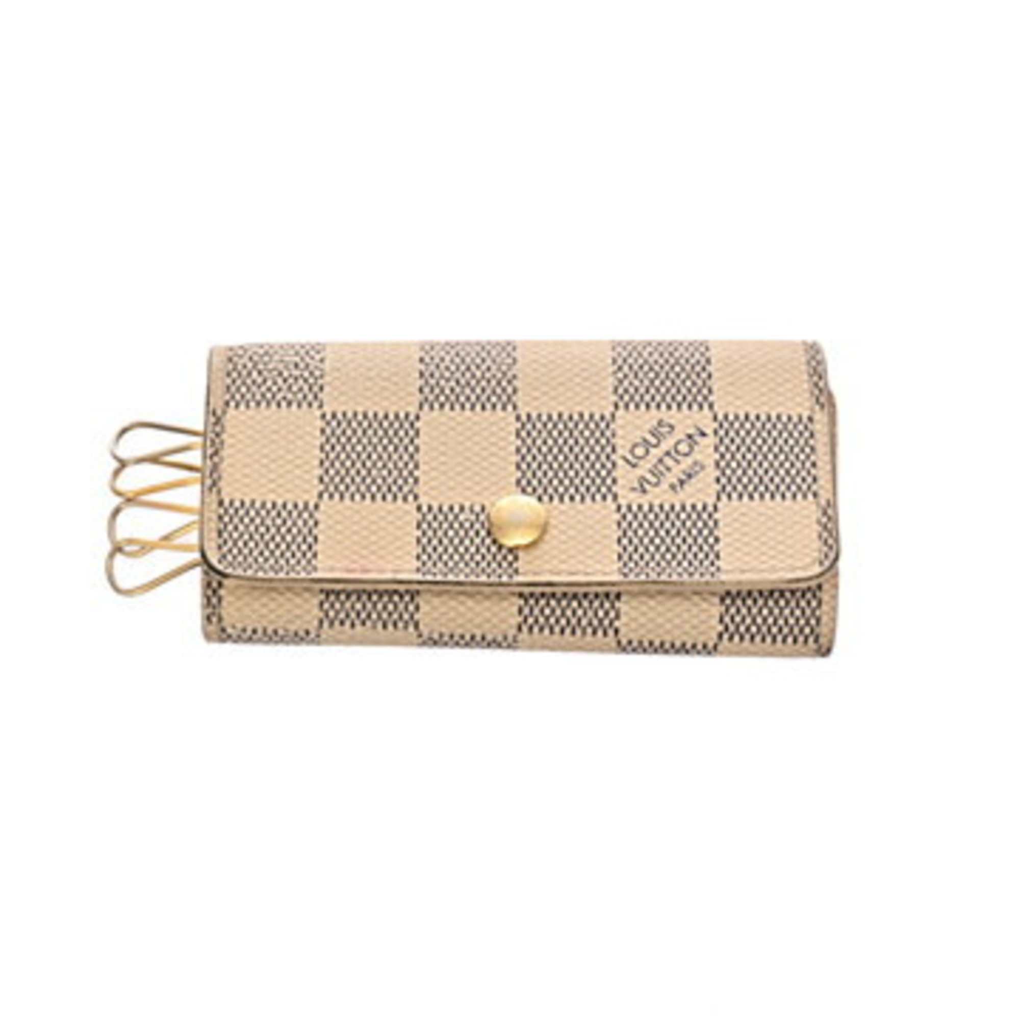 LOUIS VUITTON Damier Azur Canvas 4-Key Case, White, N60020, Women’s, Key Case