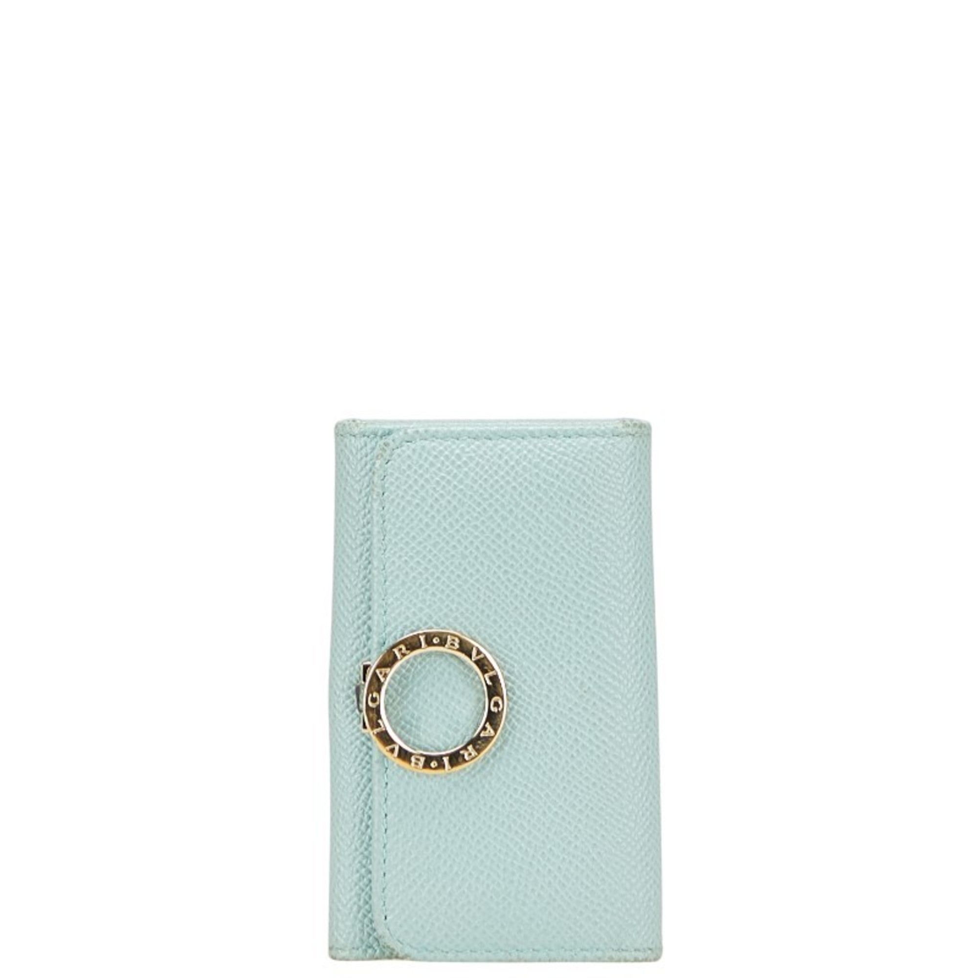 BVLGARI 6-ring key case, blue leather, women’s