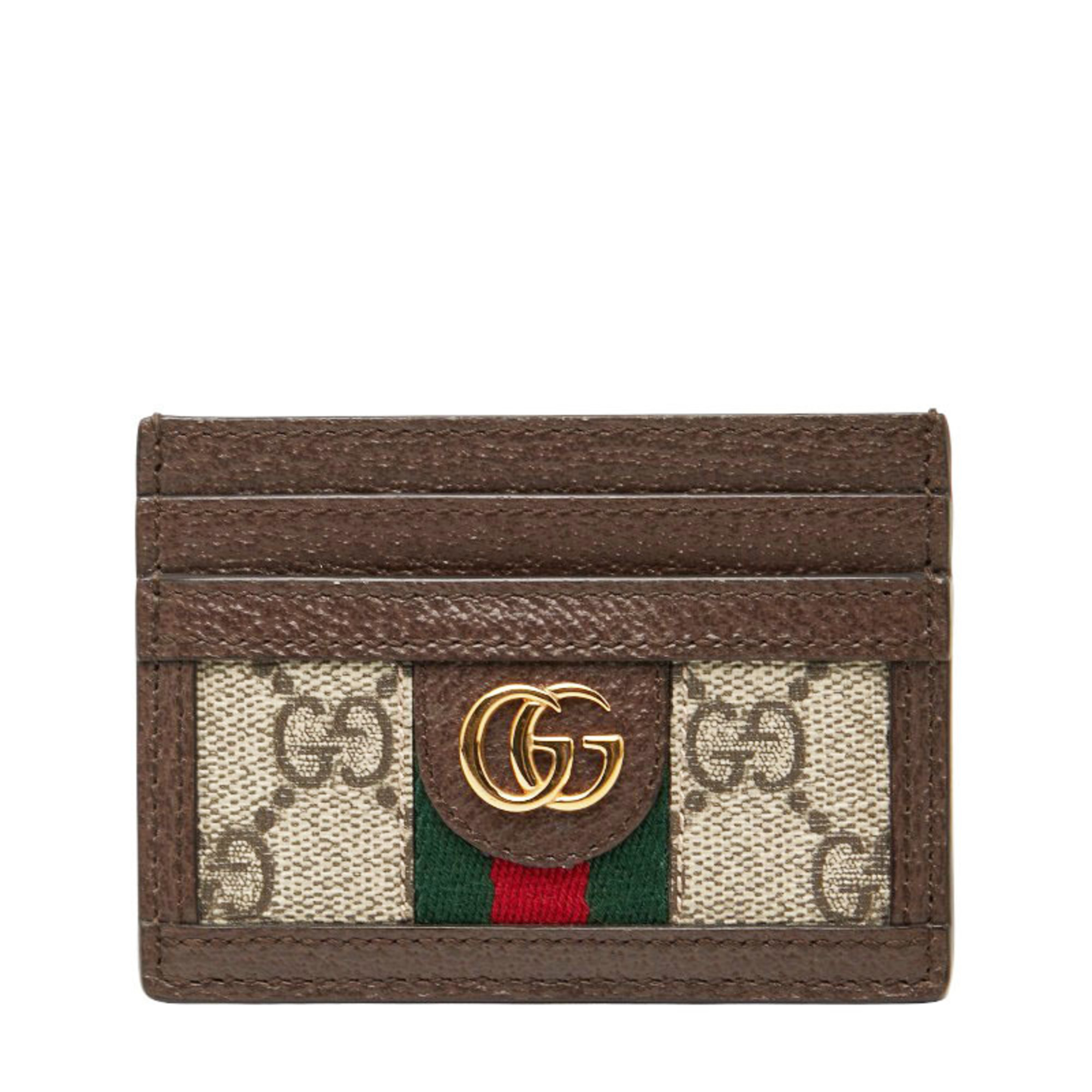 Gucci Ophidia GG Supreme Business Card Case 523159 Brown and Beige Leather Women’s GUCCI