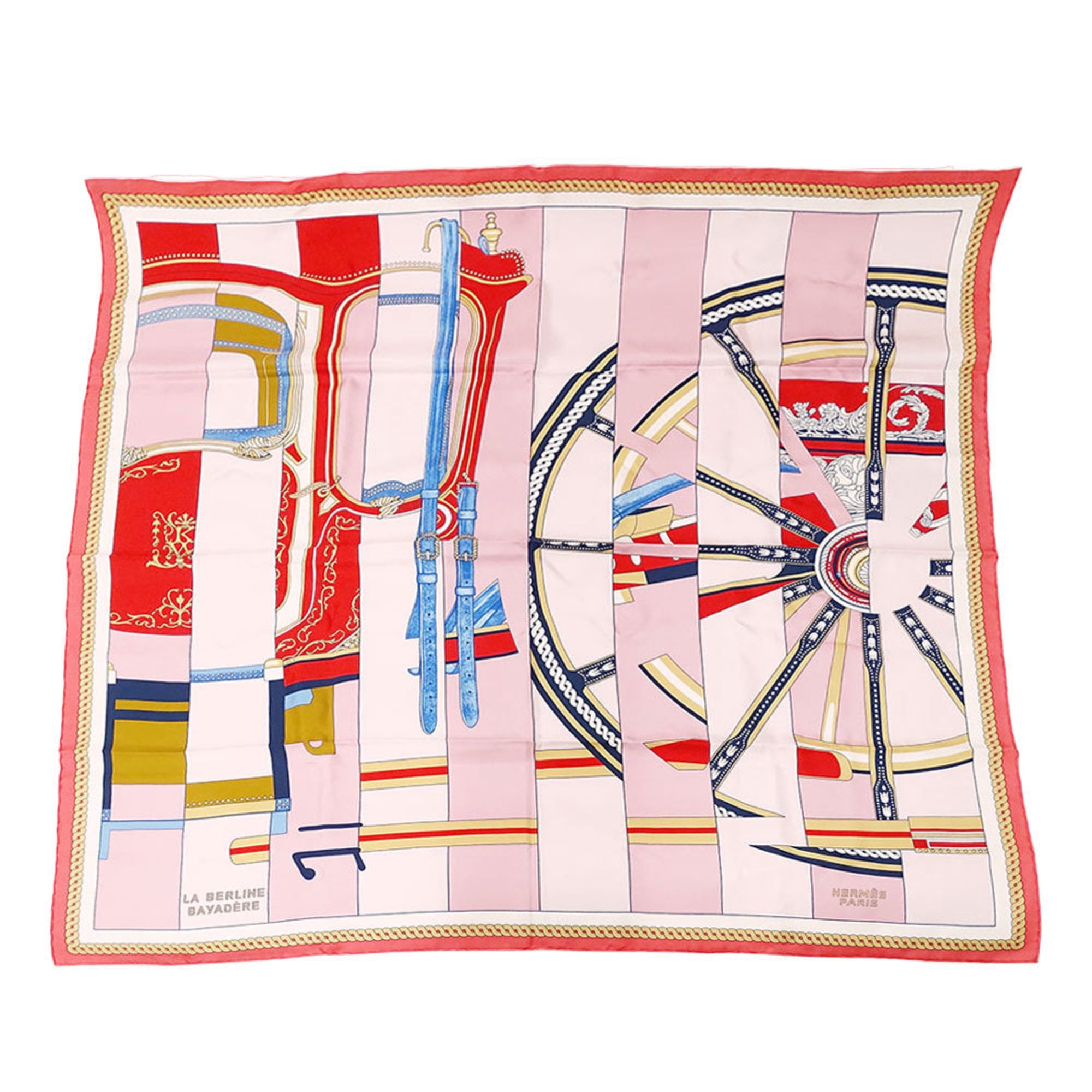 Hermes Scarf Muffler for Women Carre 90 LA BERLINE BAYADERE Berlin Carriage Bayadere Silk Pink Large
