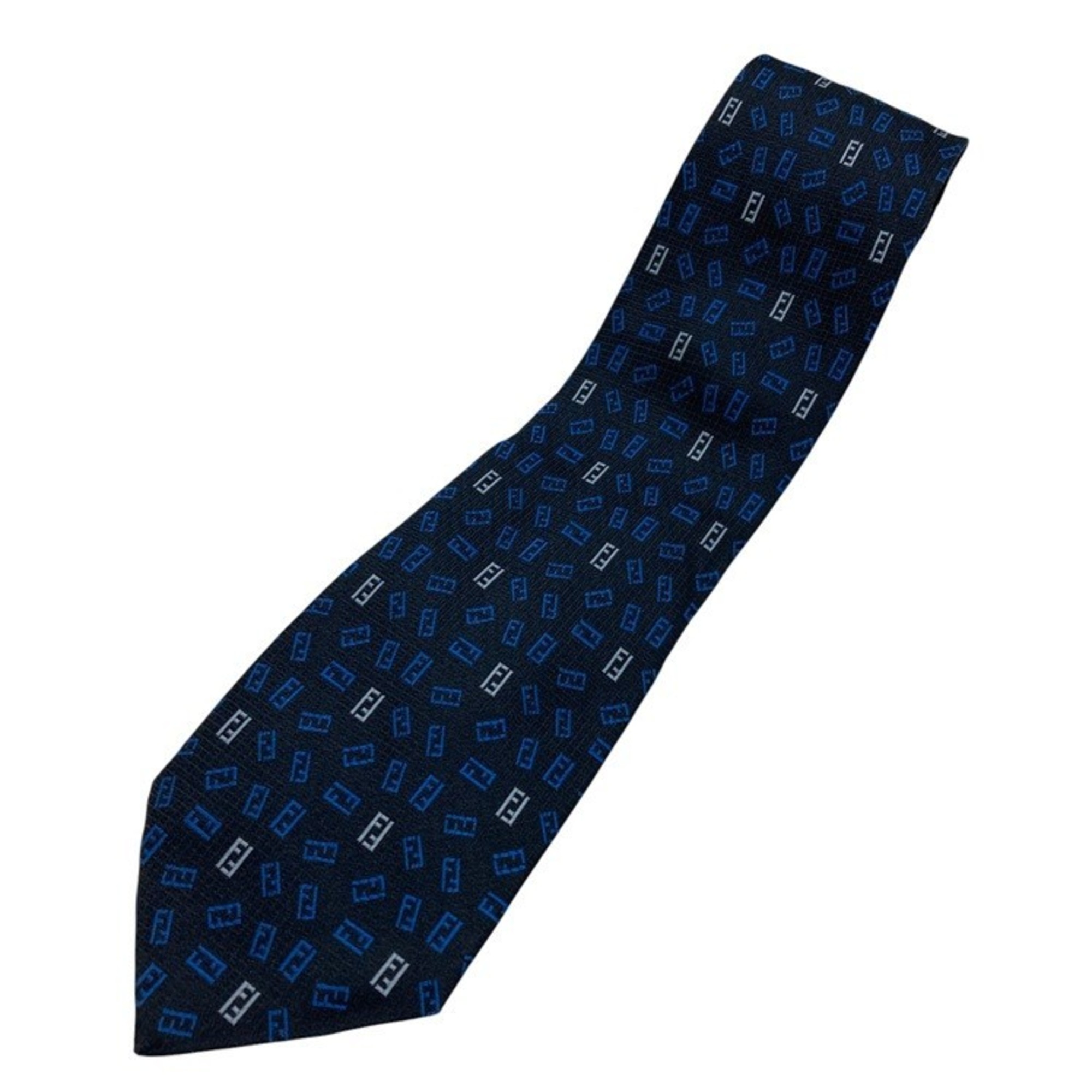 FENDI Zucca patterned tie, 100% silk, dark navy, D4