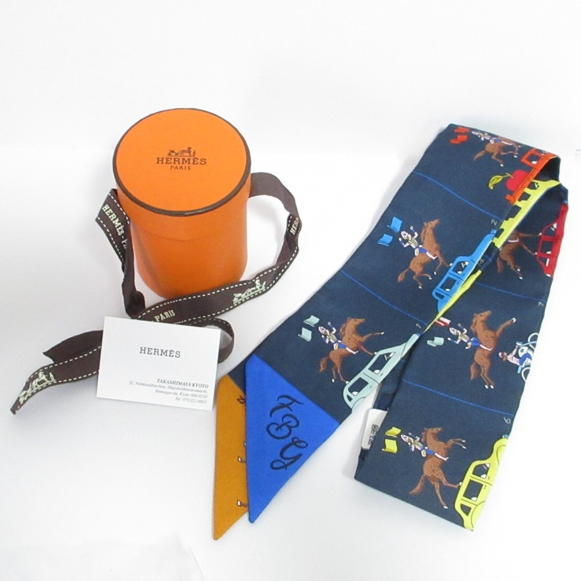 HERMES PARADE Twilly Scarf, Blue, Women’s