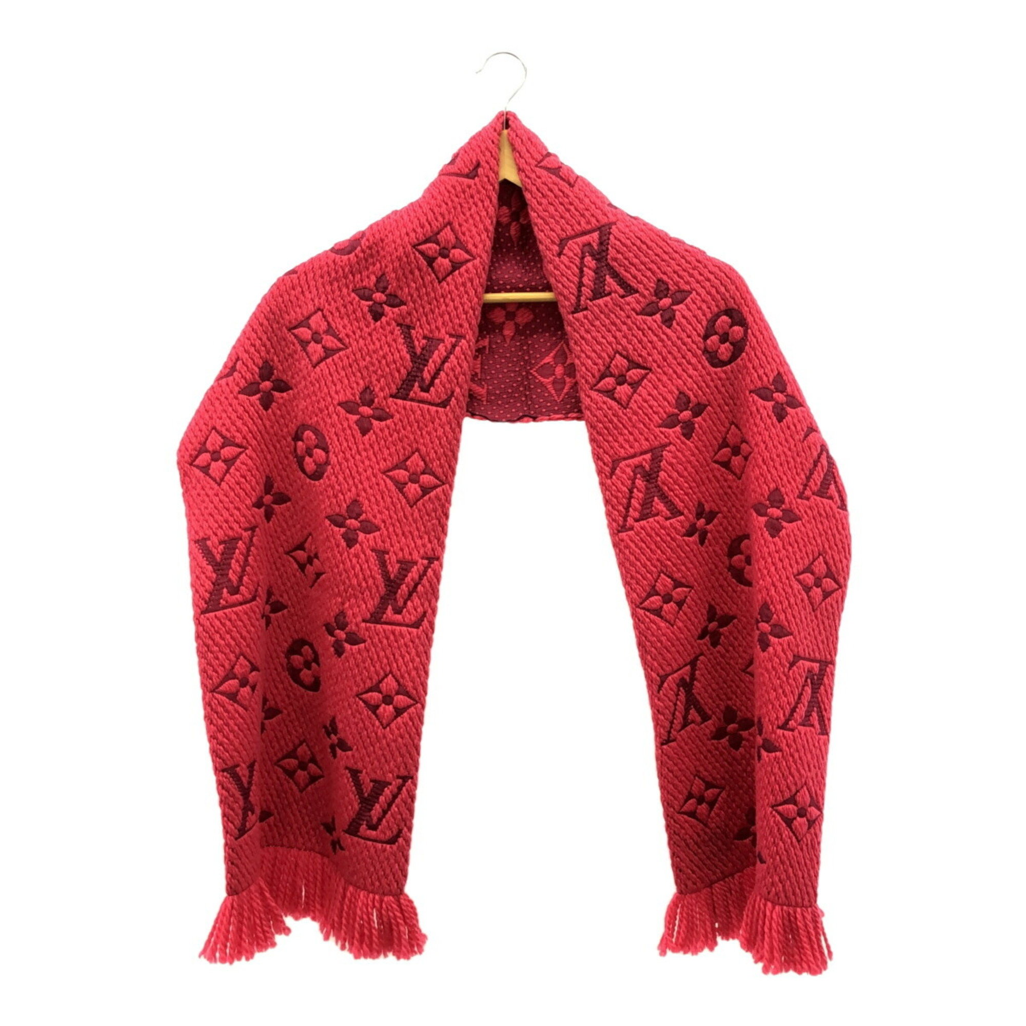 LOUIS VUITTON Echarpe Mania Scarf M78769 Fuchsia Pink 94% Wool, 6% Silk Mikunigaoka Store