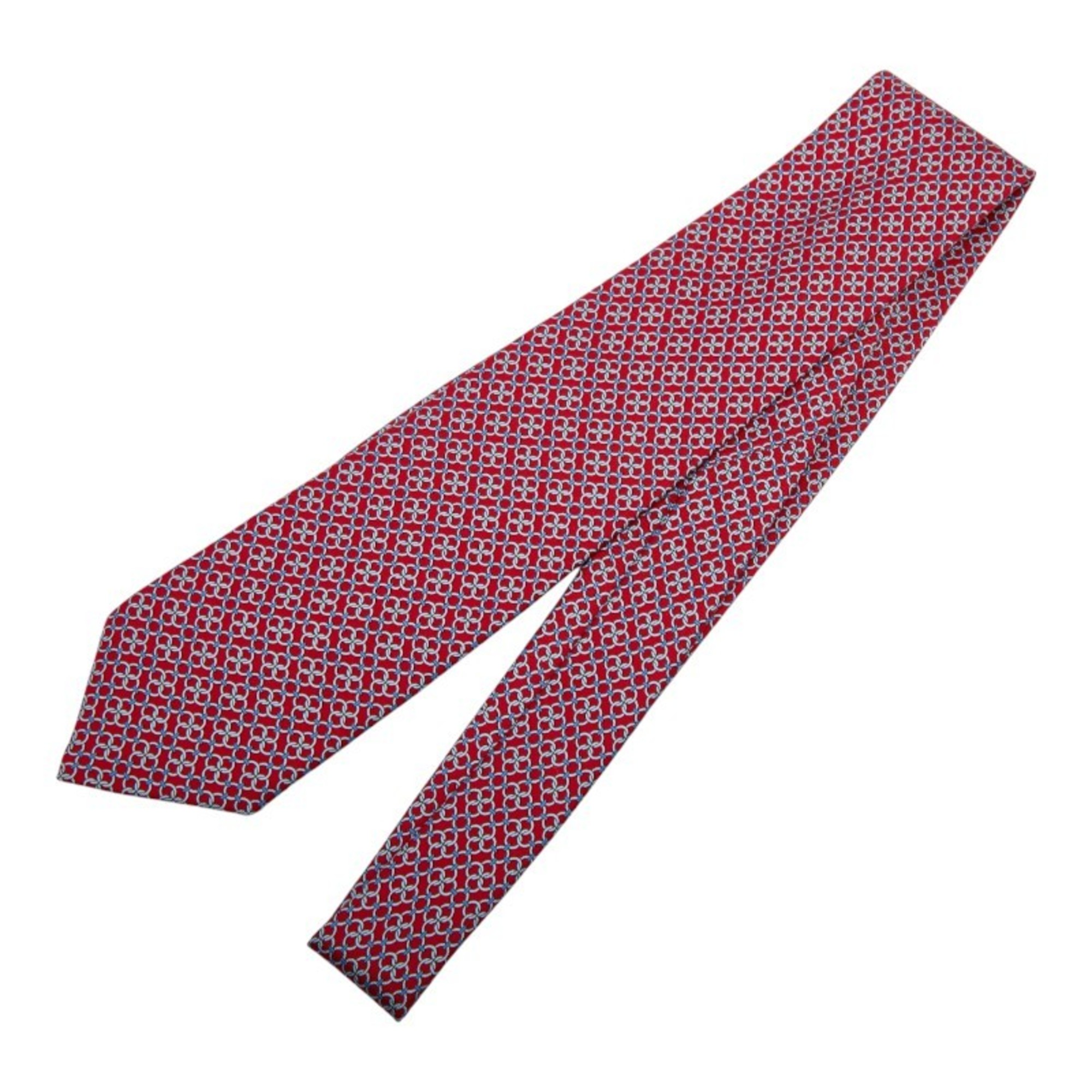 Hermes tie, red multicolor silk, women’s.