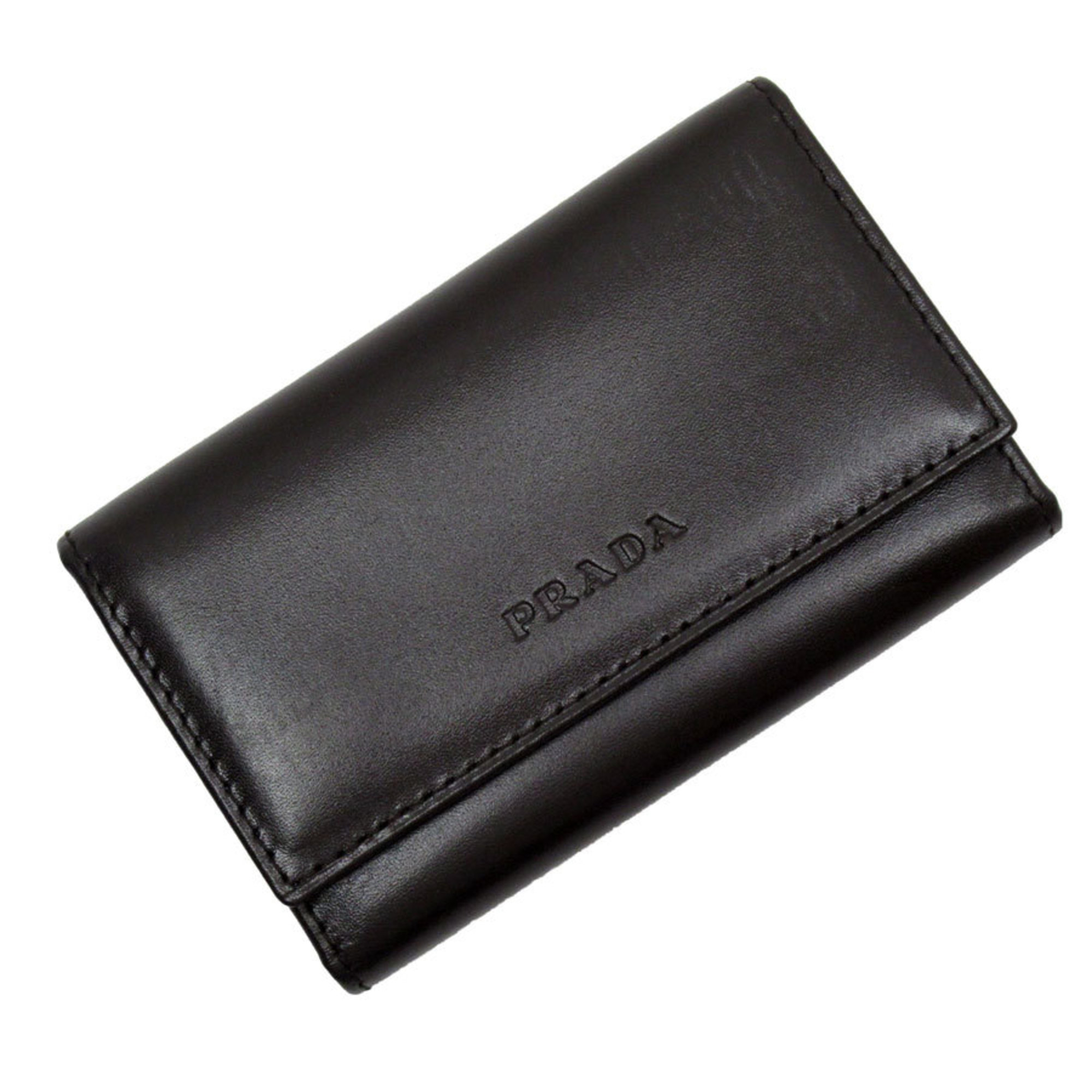 PRADA key case leather brown t18928f