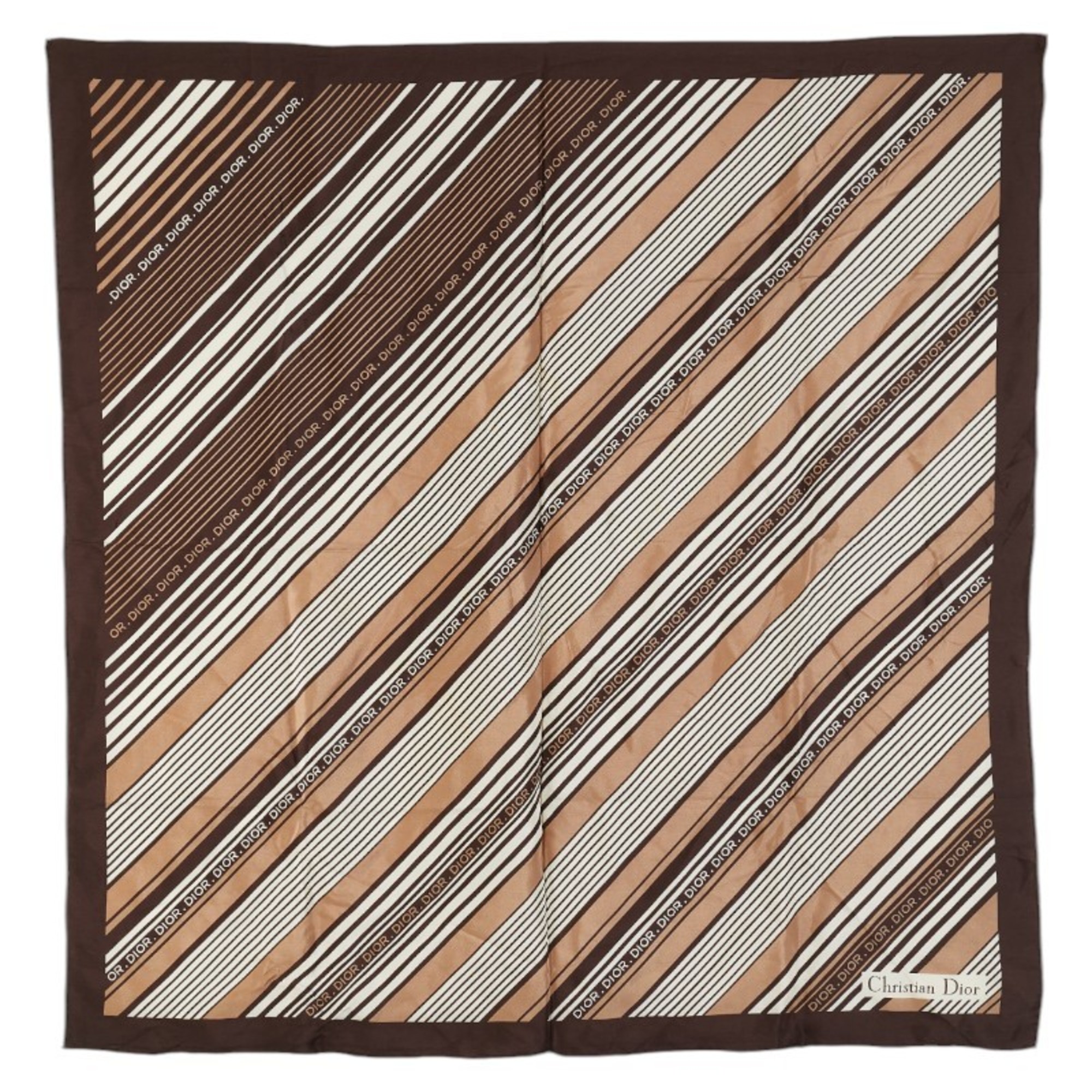 Christian Dior Dior striped logo scarf, brown silk, women’s.