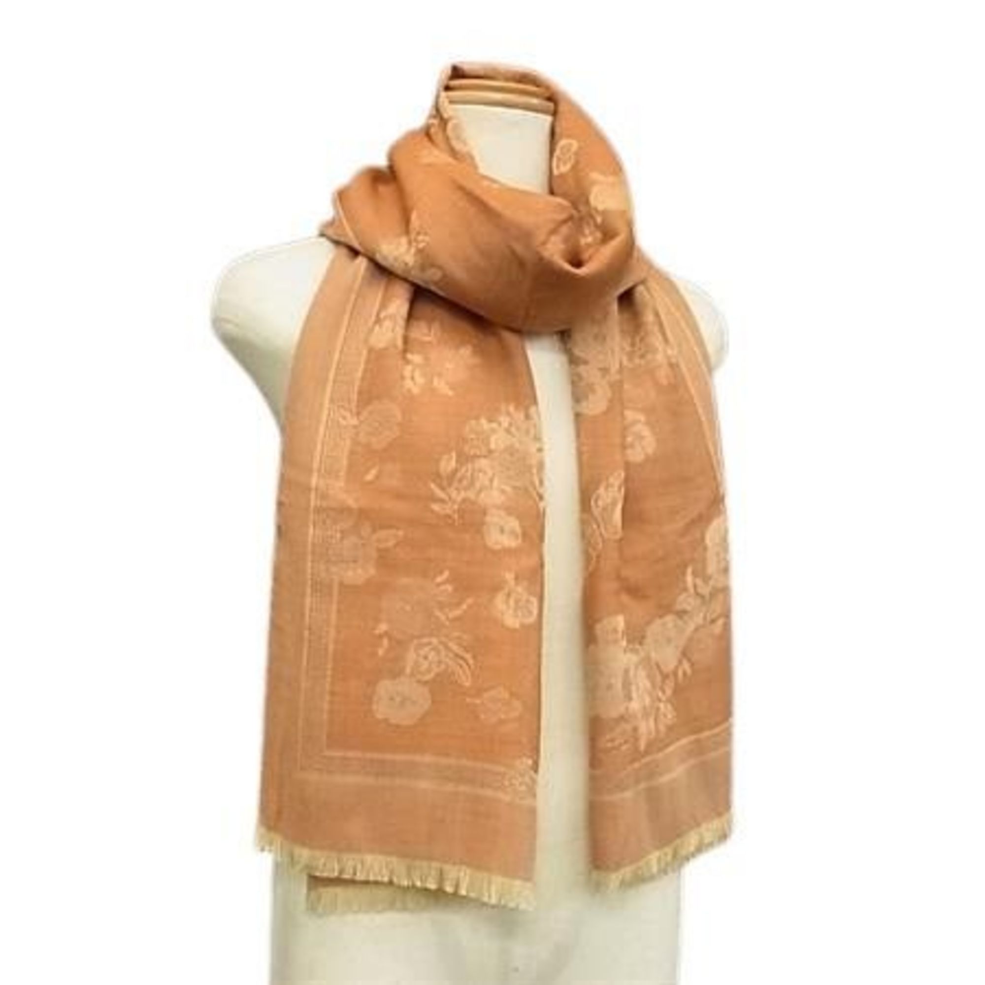 LOEWE Orange Cashmere Silk Wool Stole for Women