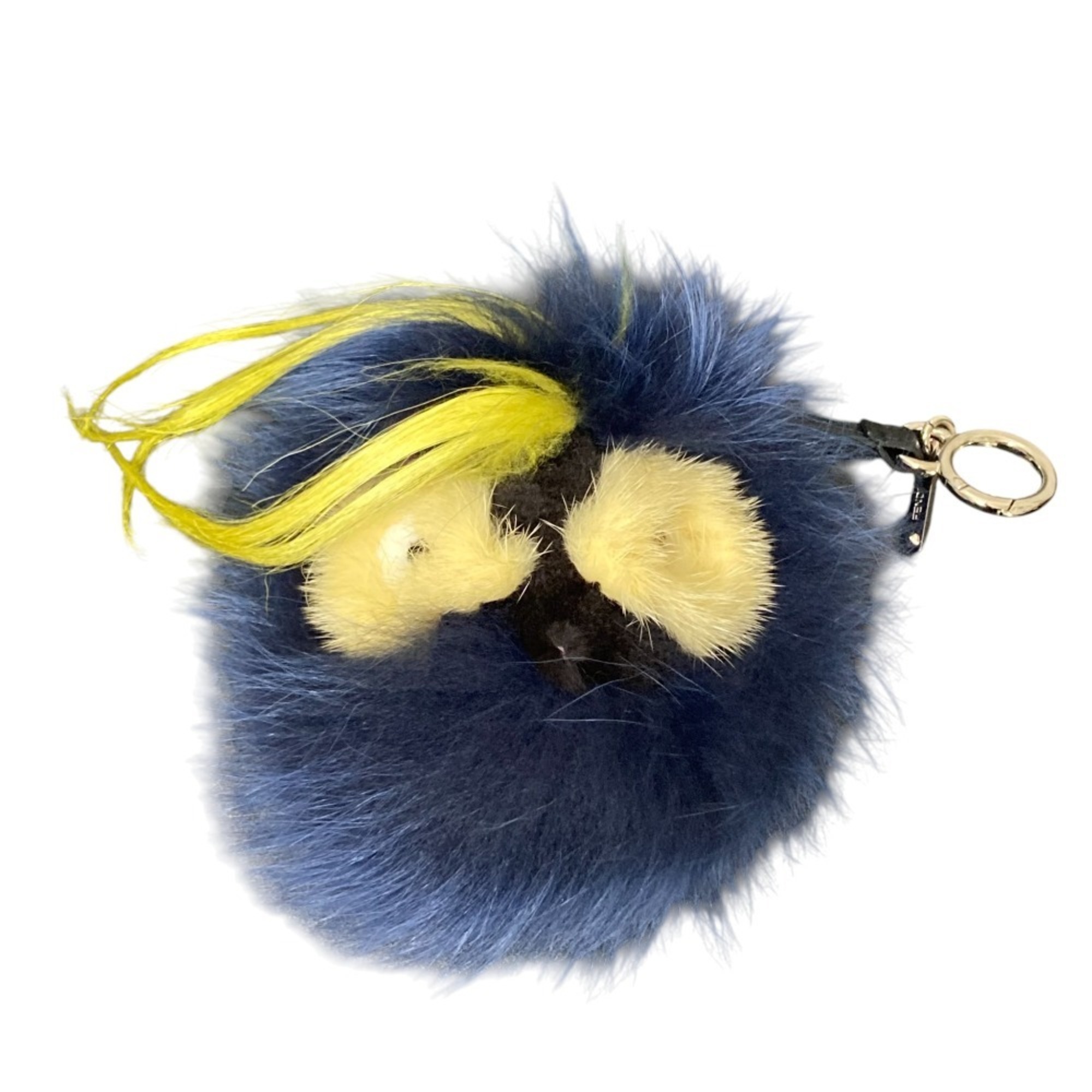 FENDI Bag Bugs Fur Monster Keychain Charm Navy Women’s