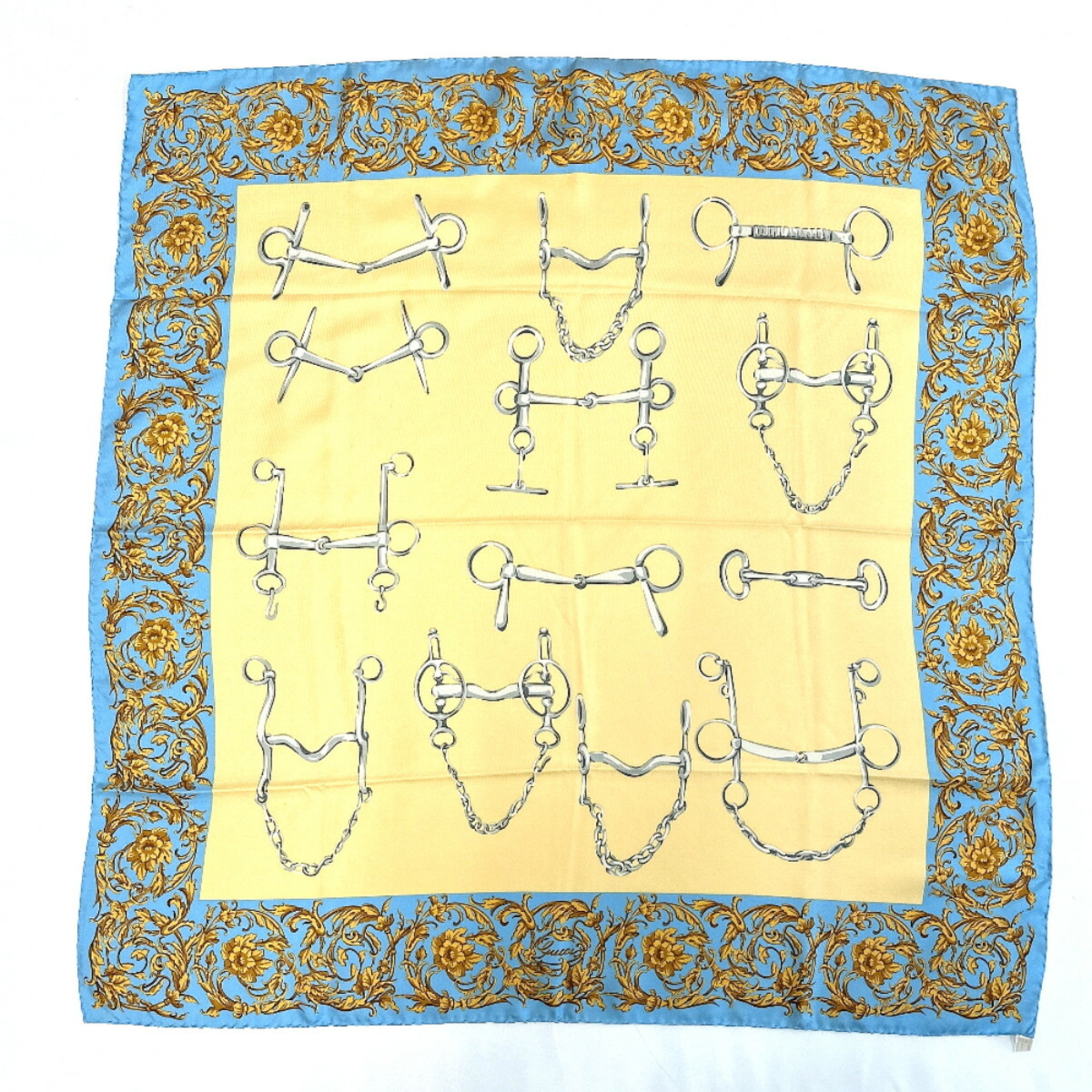 GUCCI Horsebit Scarf/Muffler, Silk, Beige, Women’s