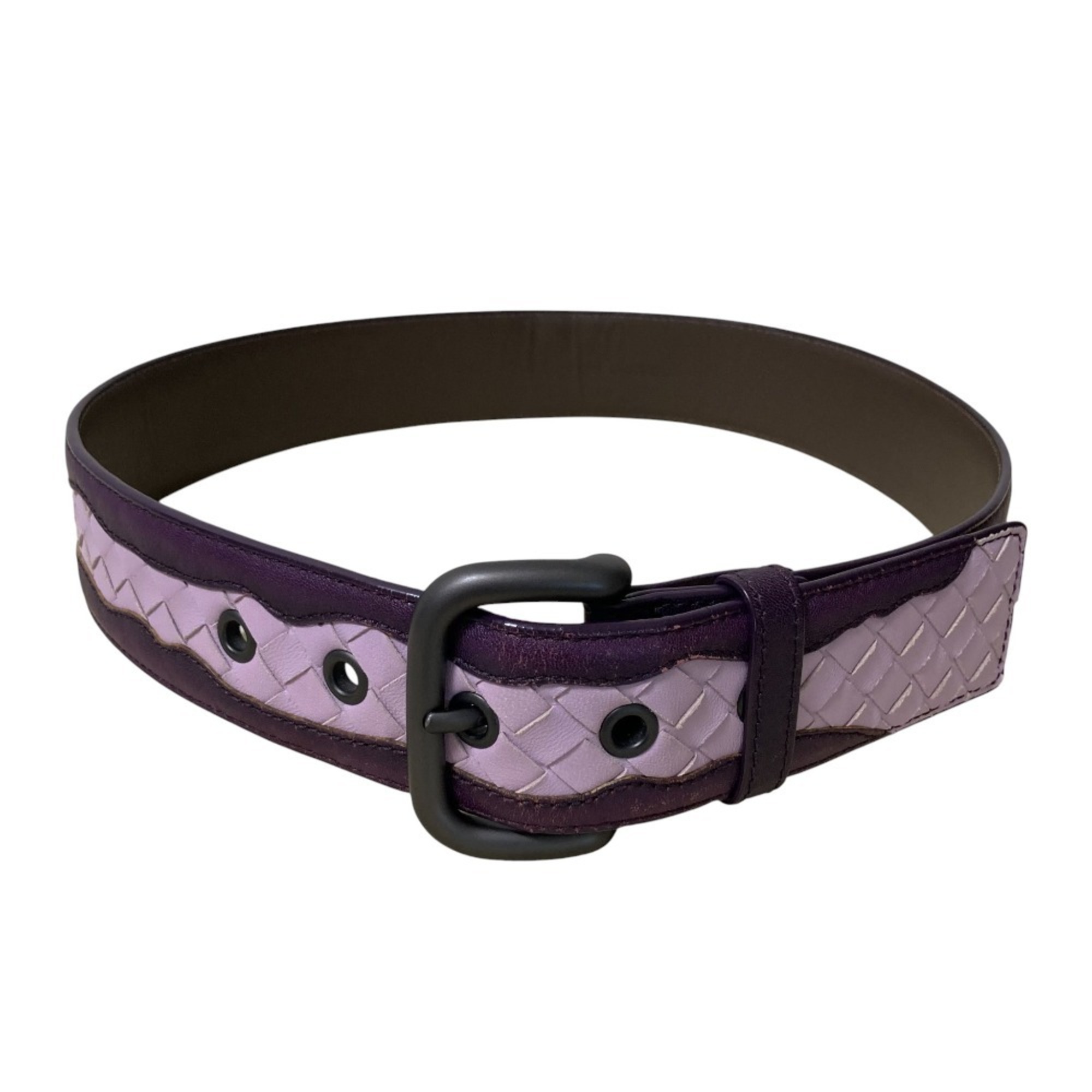 BOTTEGA VENETA Intrecciato Leather Belt, 80cm (32in), Purple, Men’s