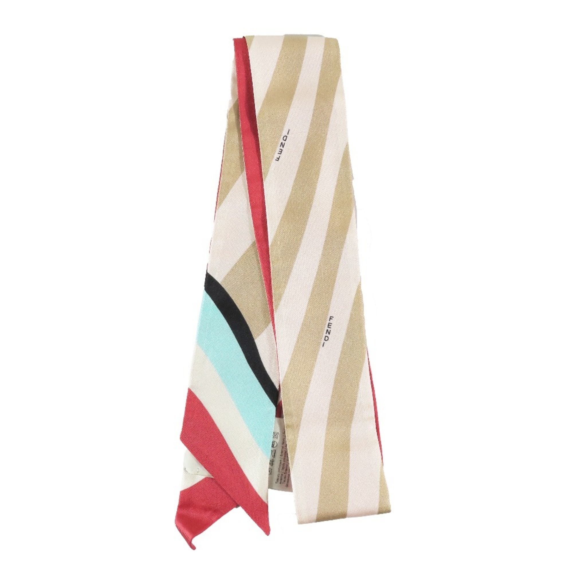 FENDI Wrappy Scarf Bandeau Ribbon 100% Silk Logo FXT011 AET7 Red Blue Beige Women’s