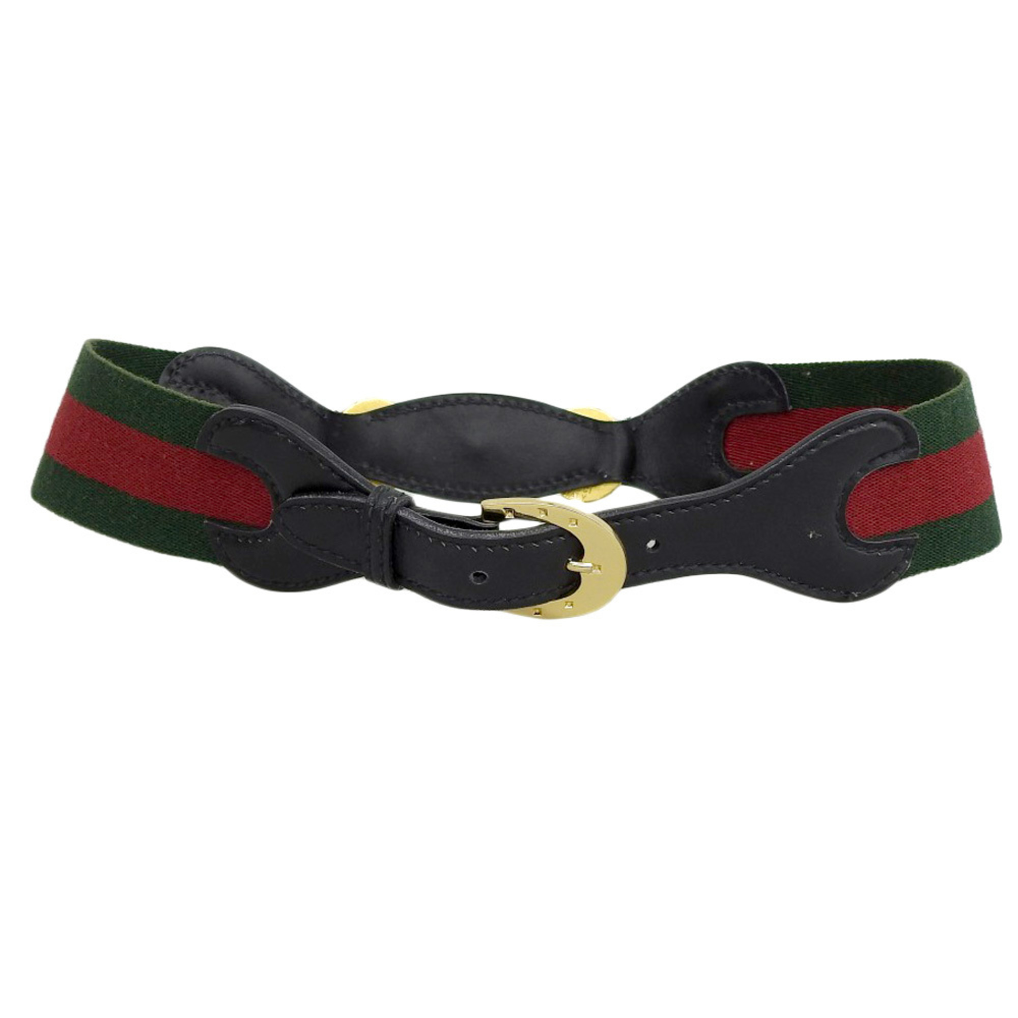 GUCCI Vintage Sherry Line x Horsebit Belt 70-28 Green Red Women’s