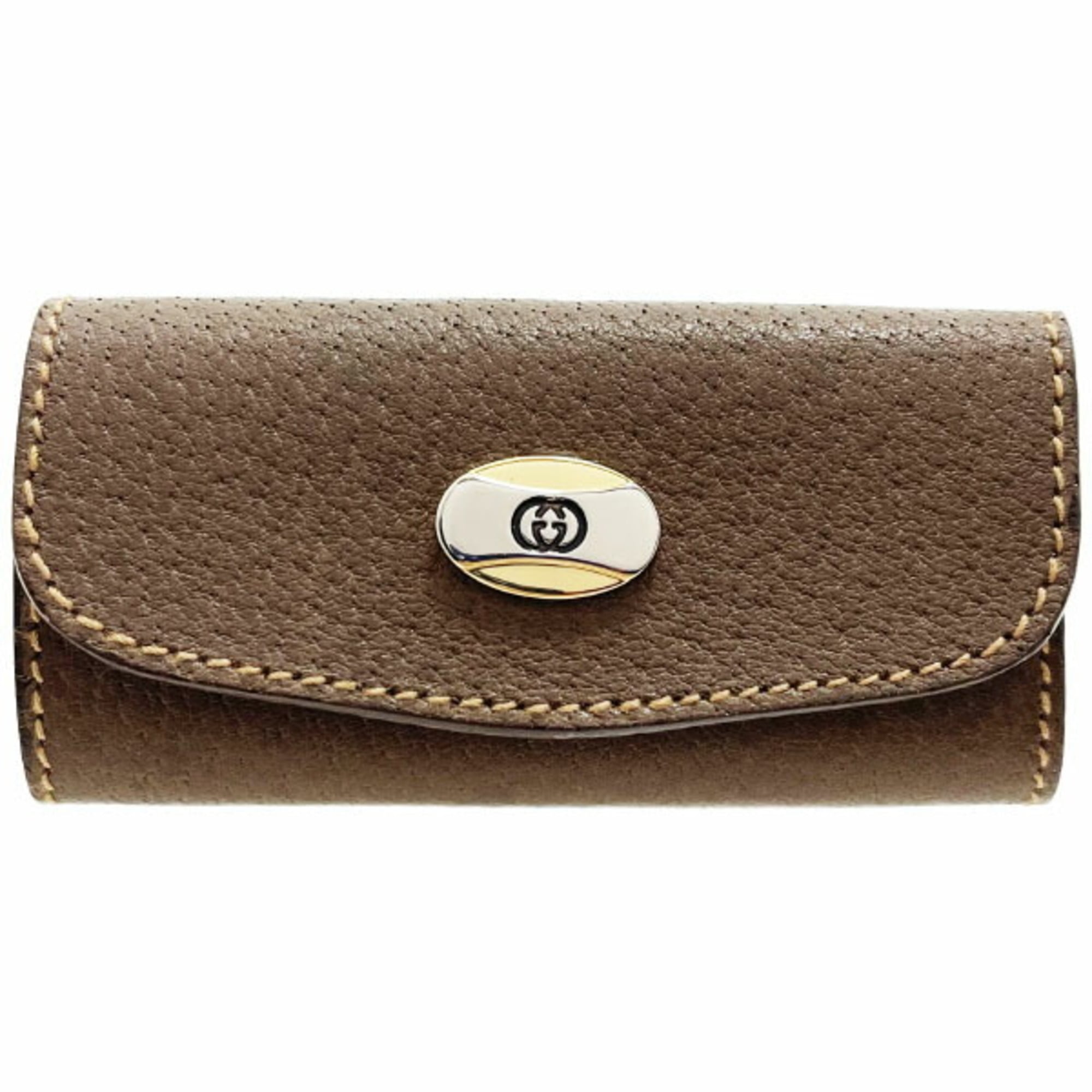 Gucci key case, 3-ring leather, brown, 98 12 001, GUCCI, old ring, holder, SS-14337