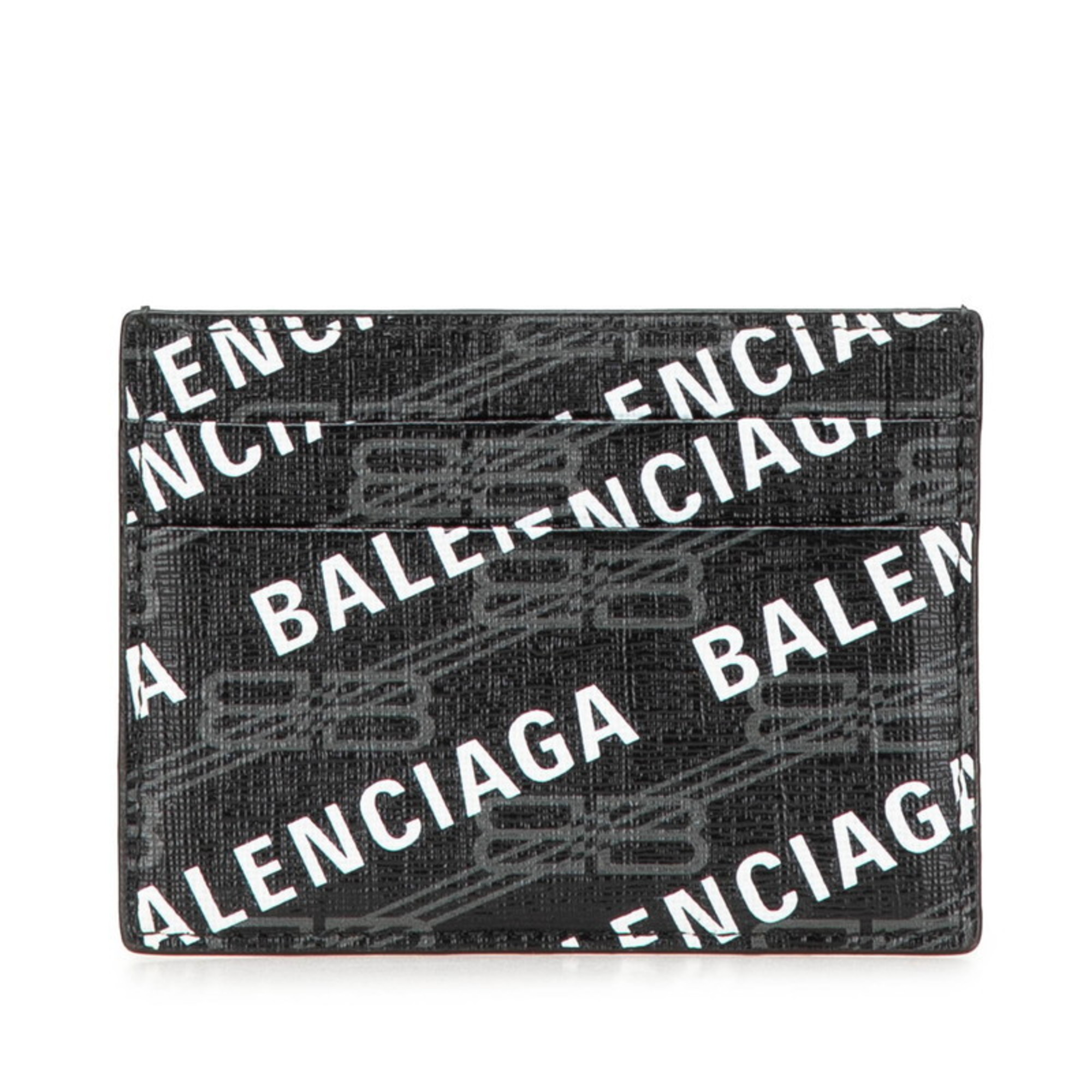 Balenciaga Logo Card Case/Pass Case 594309 Black/White PVC Men’s BALENCIAGA