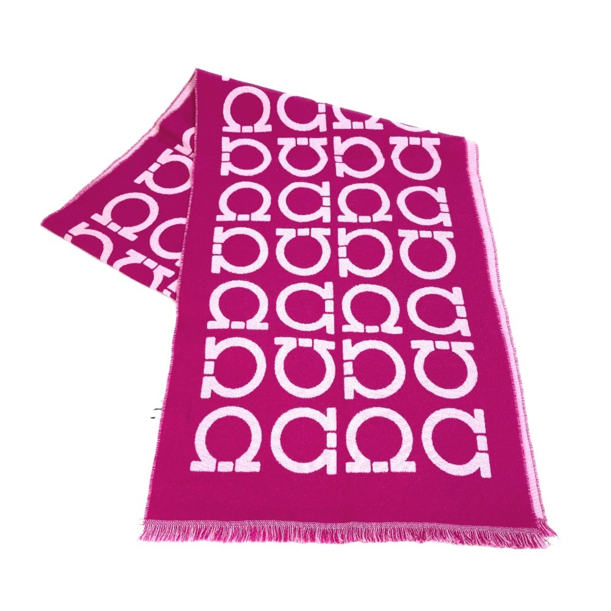 Salvatore Ferragamo Gancini logo shawl/scarf, wool, purple, for women