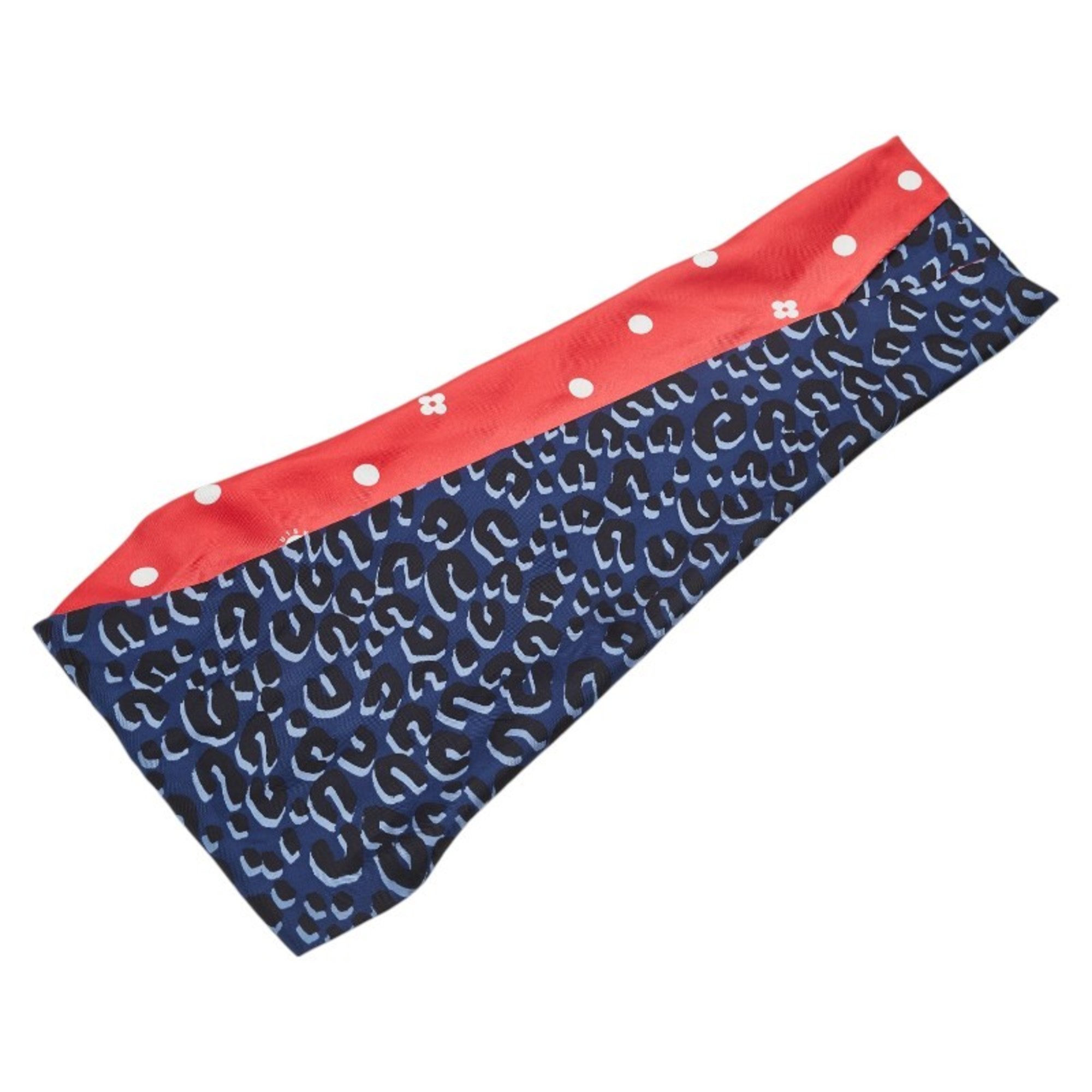 Louis Vuitton Leopard Dot Scarf Muffler Snood M74607 Red Navy Silk Women’s LOUIS VUITTON