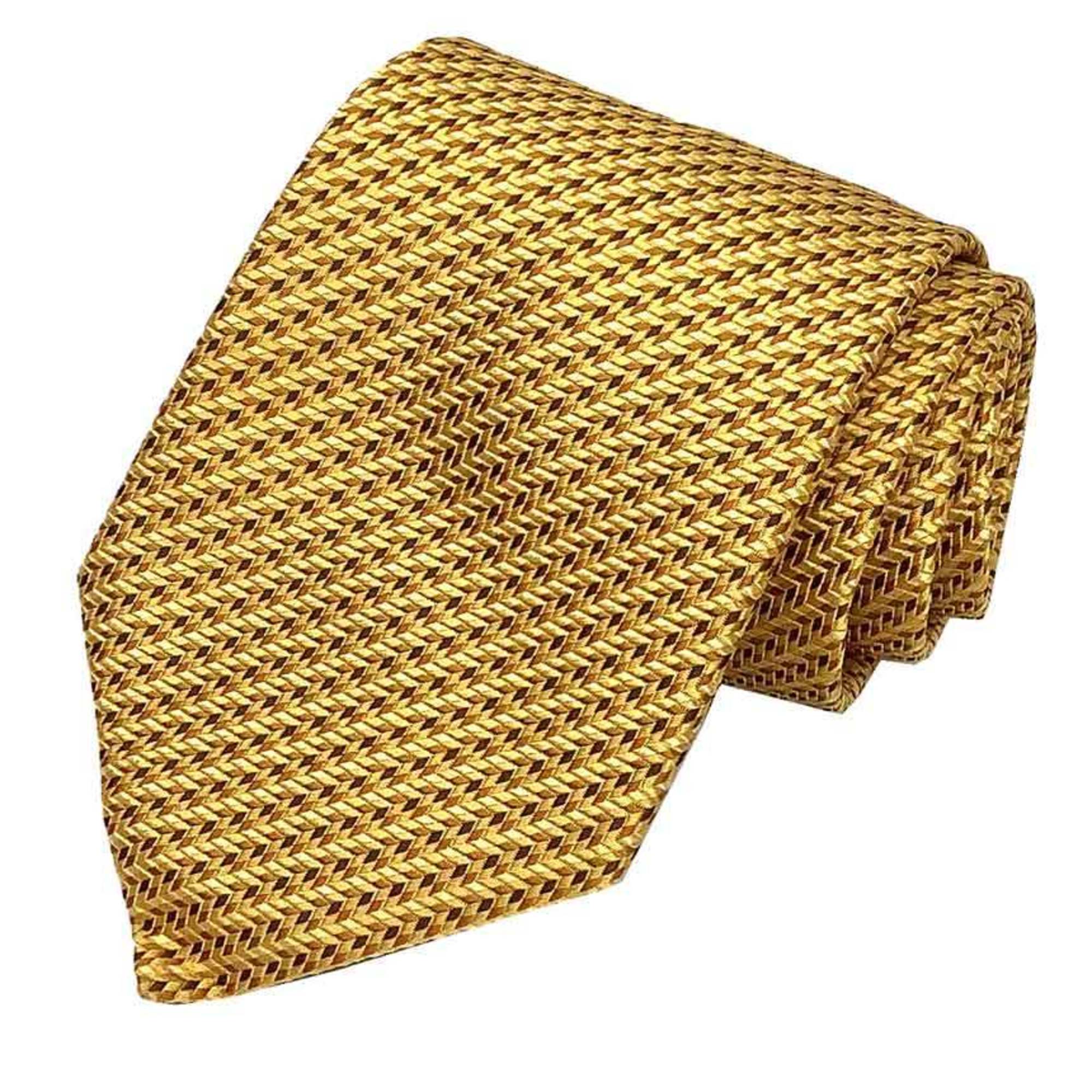 Hermes HERMES tie yellow geometric pattern 100% silk men’s